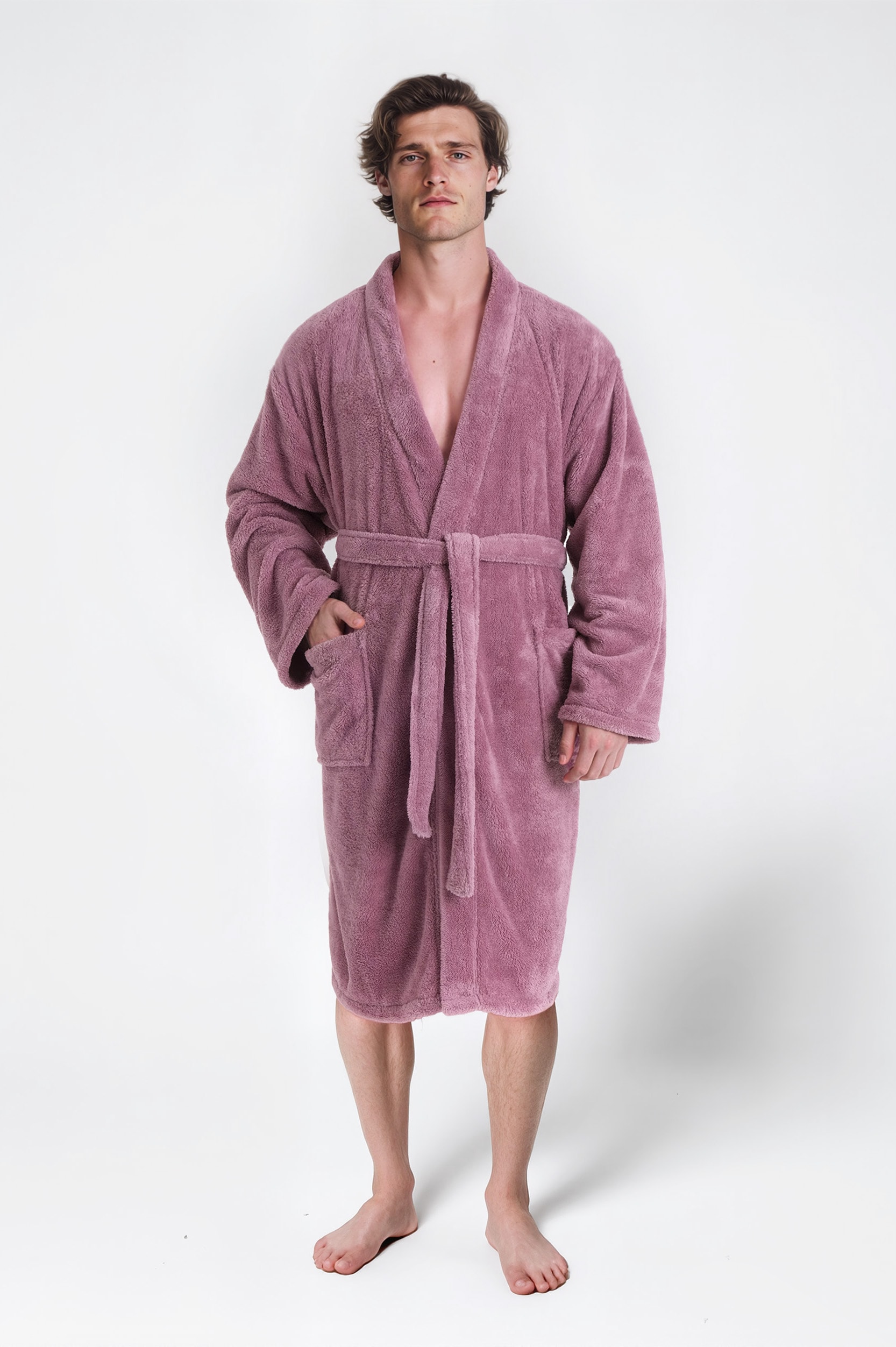 my home Unisex-Bademantel »Lillou Kimono, ideal für Sauna & Spa, Hotelbademantel, Morgenmantel«, (1 St.), kuschelig weicher Fleece, plüsch, für Damen und Herren, XS-3XL