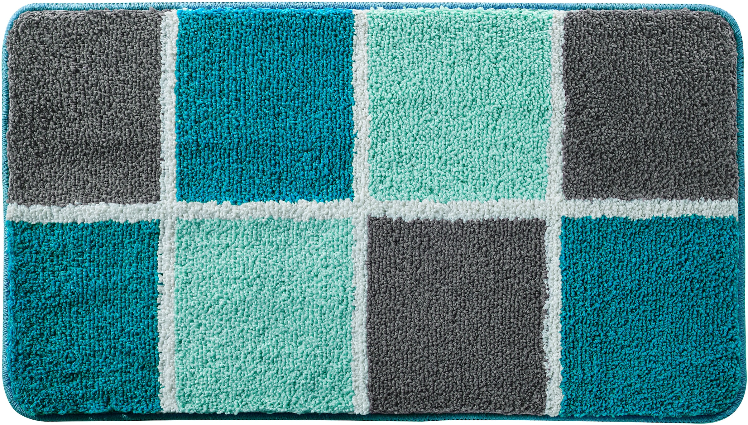 my home Badematte »Anna mit Kachelmuster, Badvorleger, Badezimmer Teppich, Duschvorleger«, rutschhemmend beschichtet, strapazierfähig, Badteppich, Hoch Tief Effekt, Modern, Weich