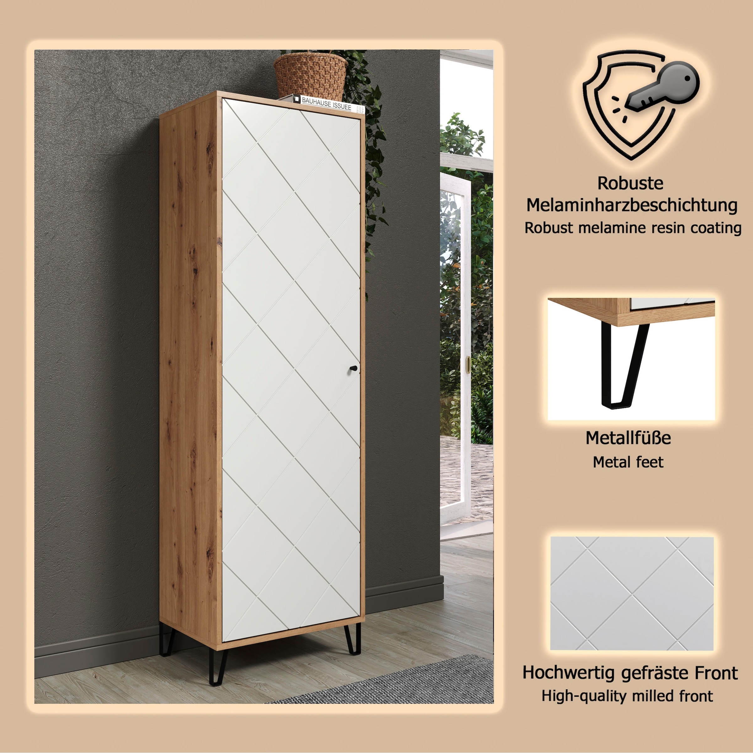 Places of Style Garderobenschrank »Tarragona«, (1 St.), Garderobenschrank mit Tür & Soft-Close - (B/T/H) 63/40/194 cm