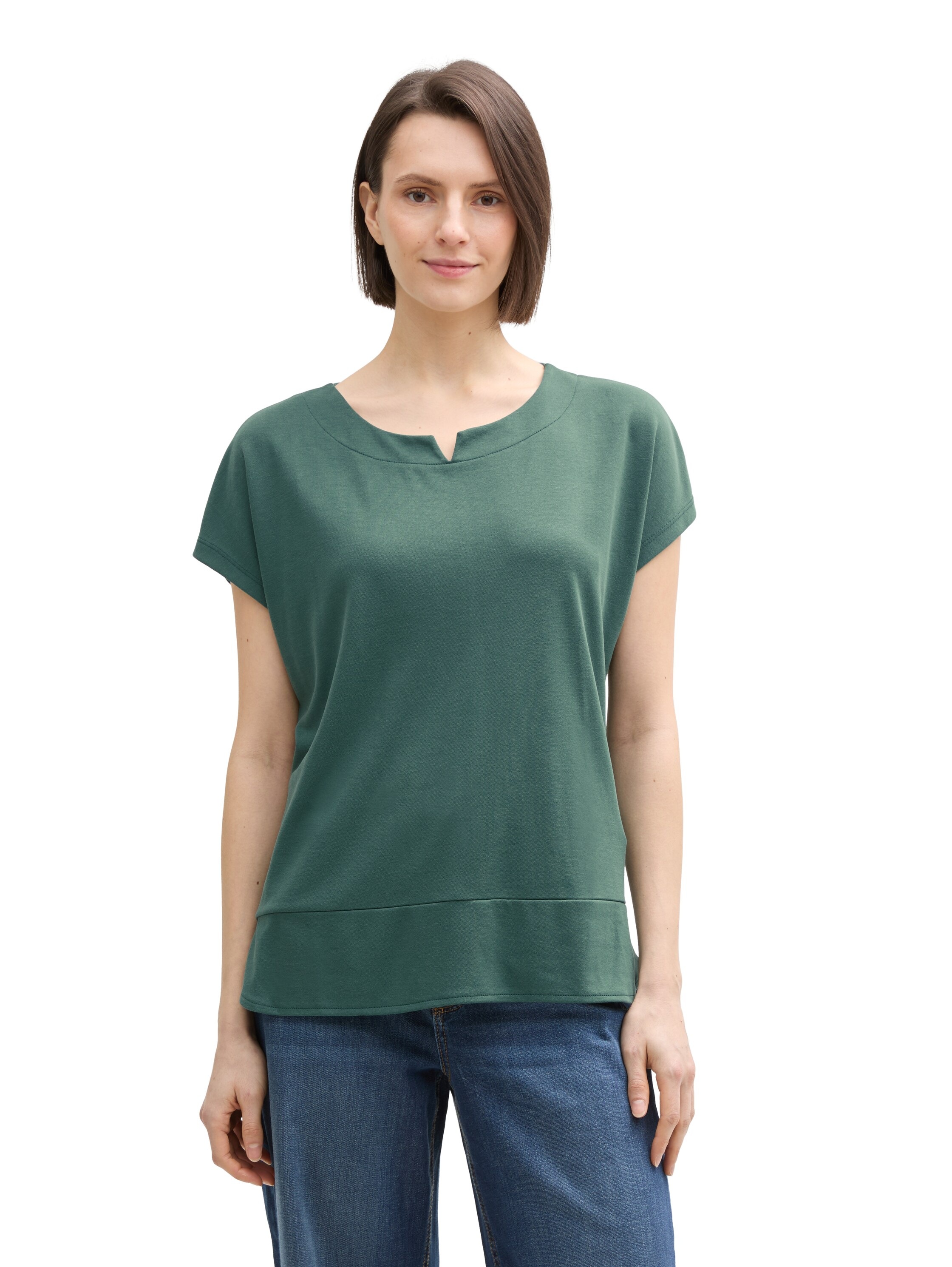 TOM TAILOR T-Shirt mit geschlitztem Rundhalsaussschnitt