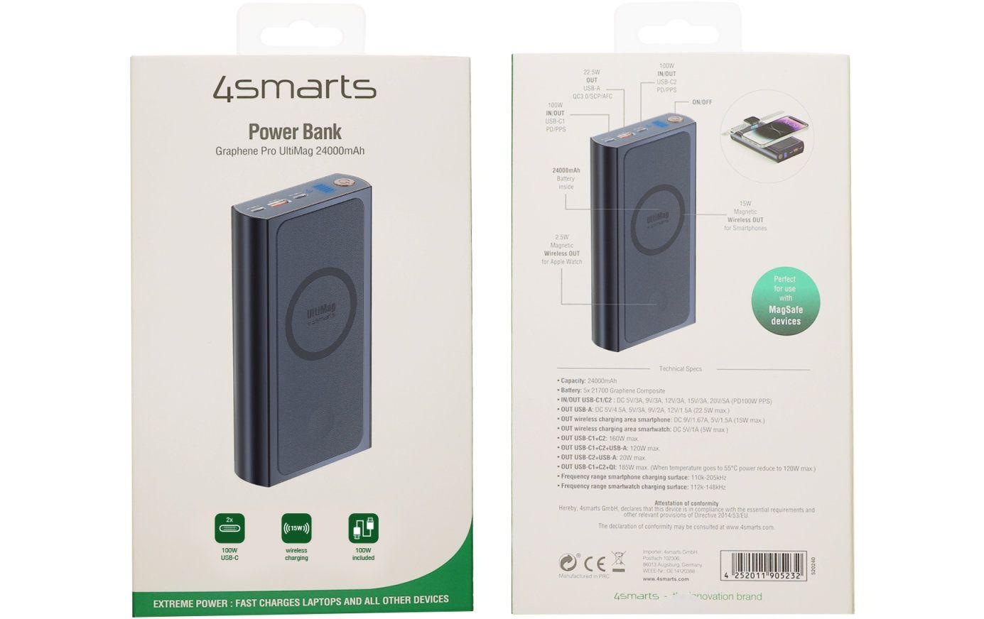 4smarts Powerbank »Graphene Pro UltiMag«, 24000 mAh