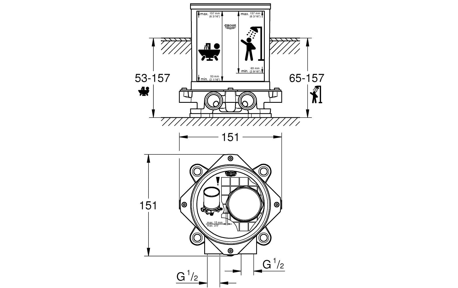 Grohe Duscharmatur »45689 Rohbauset DN 15«