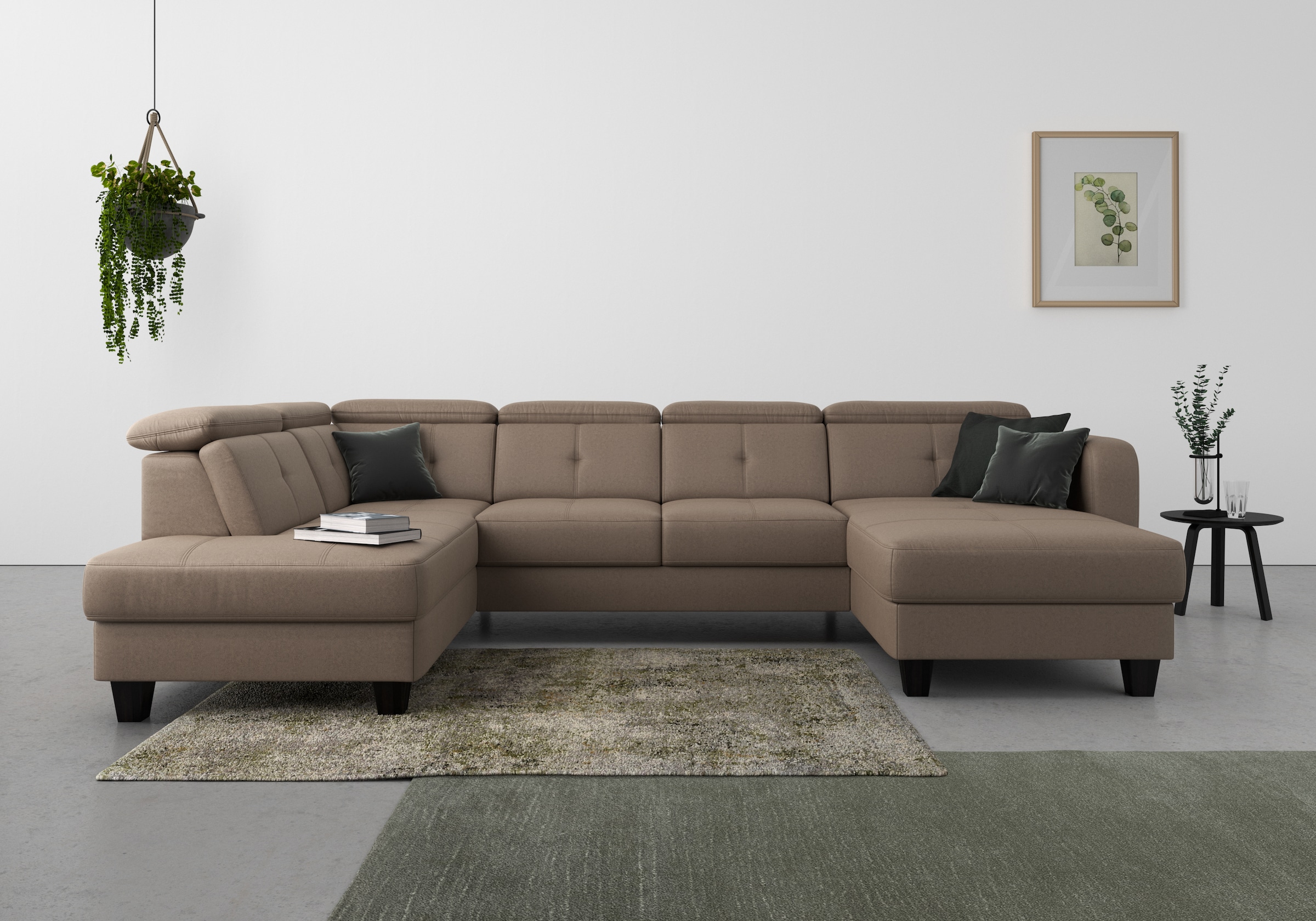 sit&more Wohnlandschaft "Belluci U-Form" Kopfteilverstellung und Federkern, wahlweise mit Schlaffunktion