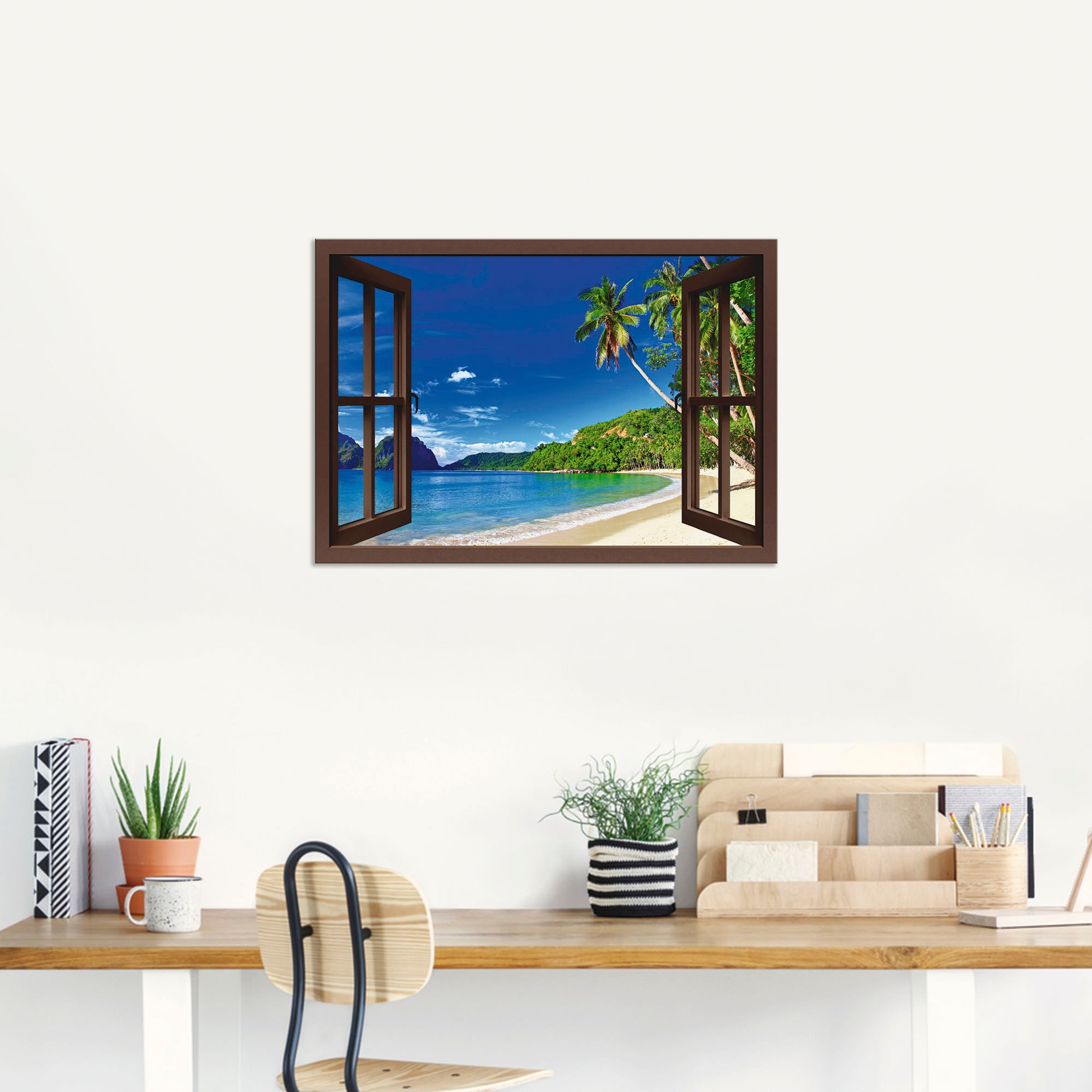 Artland Wandbild »Fensterblick Paradies«, Fensterblick, (1 St.), als Alubild, Outdoorbild, Leinwandbild, Poster in verschied. Grössen