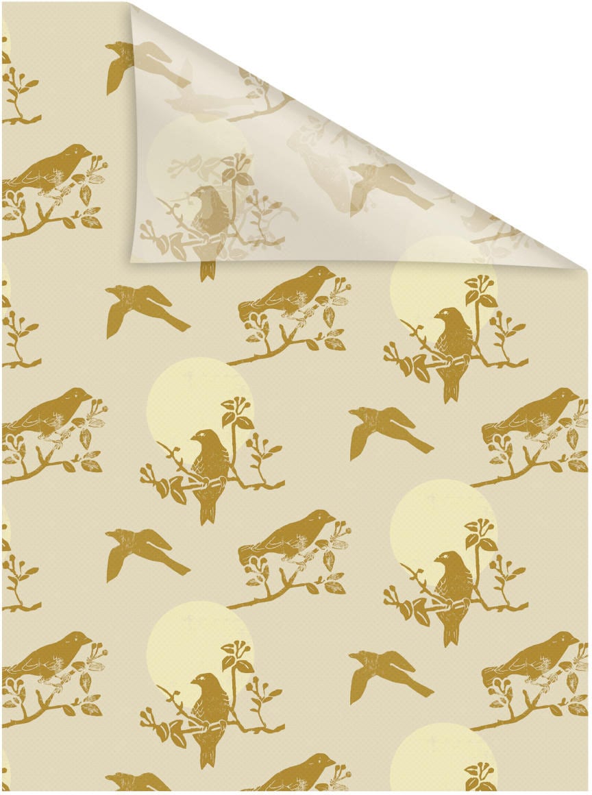 LICHTBLICK ORIGINAL Fensterfolie »Fensterfolie selbstklebend, Sichtschutz, Moon Birds - Beige«, 1 St., blickdicht, glattstatisch haftend