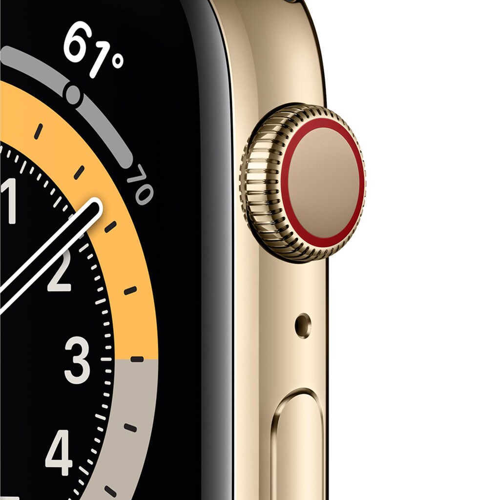 Apple Smartwatch »Serie 6, GPS Cellular, 44 mm Edelstahl-Gehäuse mit Sportarmband«
