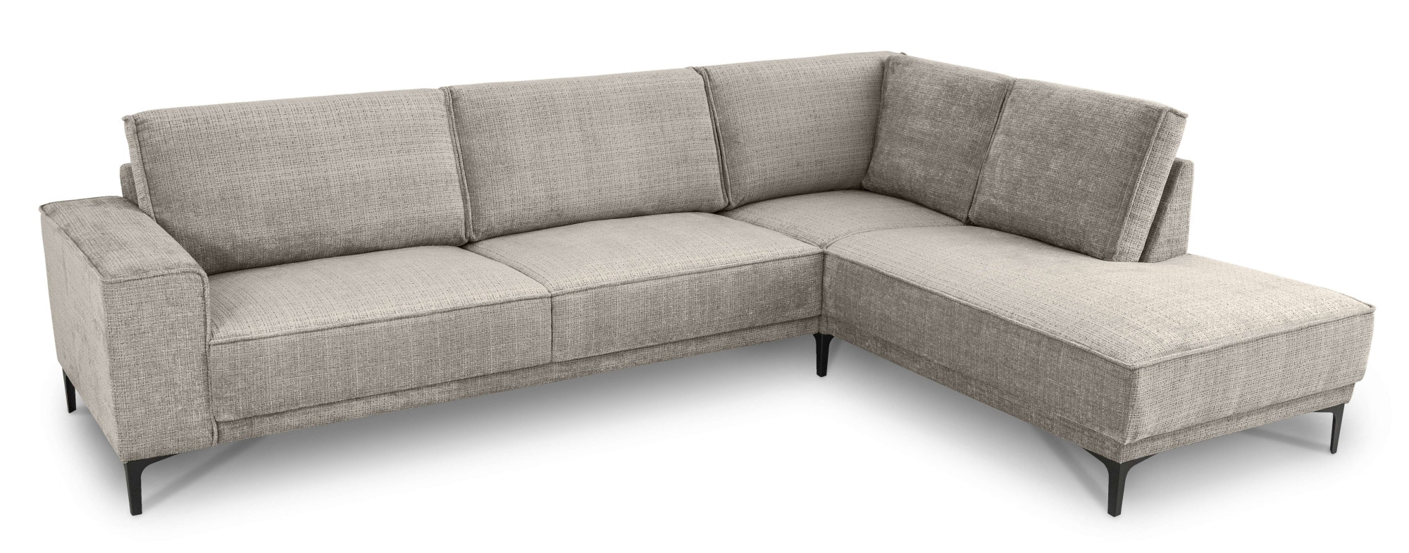 Places of Style Ecksofa »Polsterecke Oland, Struktur, Flachgewebe, Luxus-Microfaser, Boucle«, L-Form, 289 cm, Wellenunterfederung, Skandi-Design, Metallfüsse