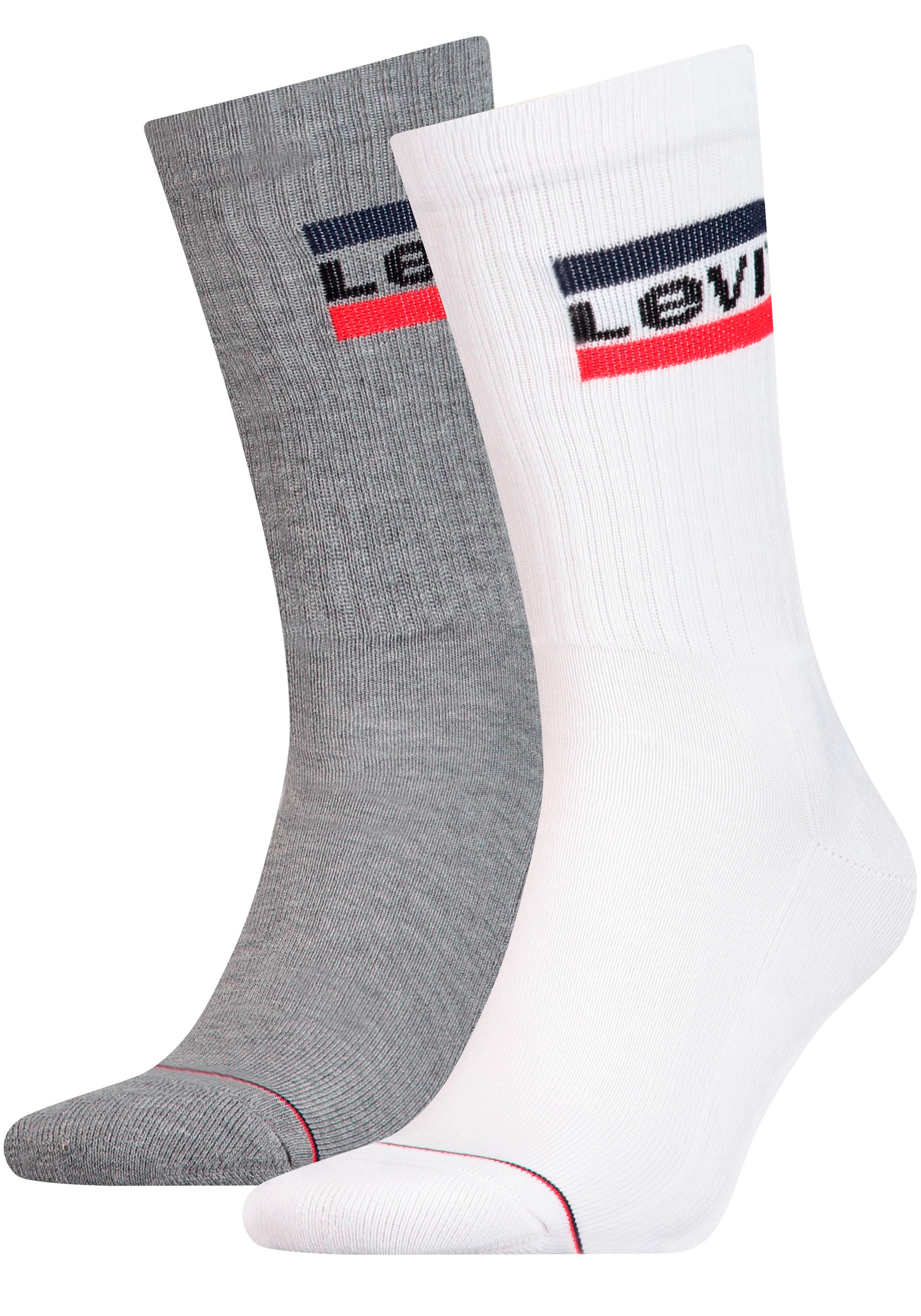Levis Weiß, Grau Socken "Levis Regular Cut Sprtwr Logo 2P" Packung, 2 Stk. Tlg. Mit Breitem Logobund