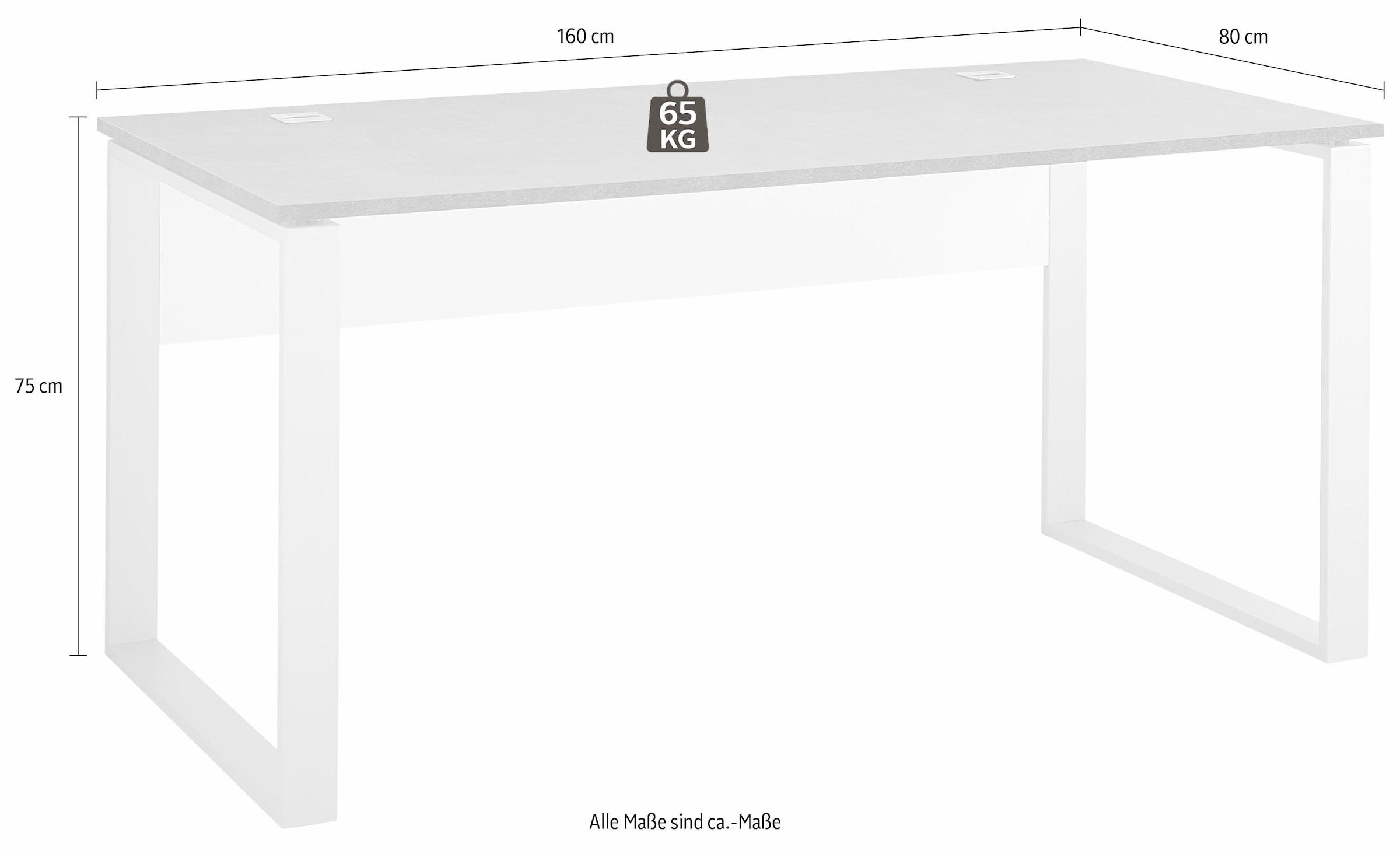 GERMANIA Schreibtisch »Altino«, Kufen aus Metall, 2x Kabeldurchlass, Breite 160 cm, Made in Germany