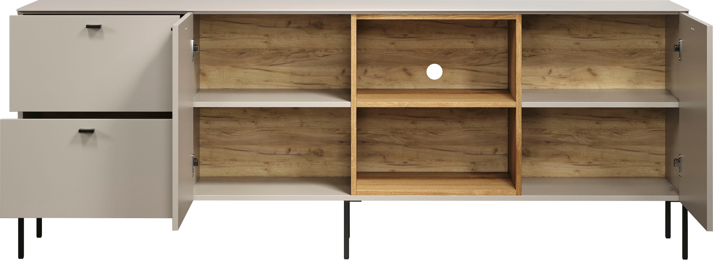 Places of Style Lowboard »San Pedro«, (1 St.), TV-Lowboard mit Türen, Schubkasten & Soft-Close - (B/T/H) 200/40/75 cm