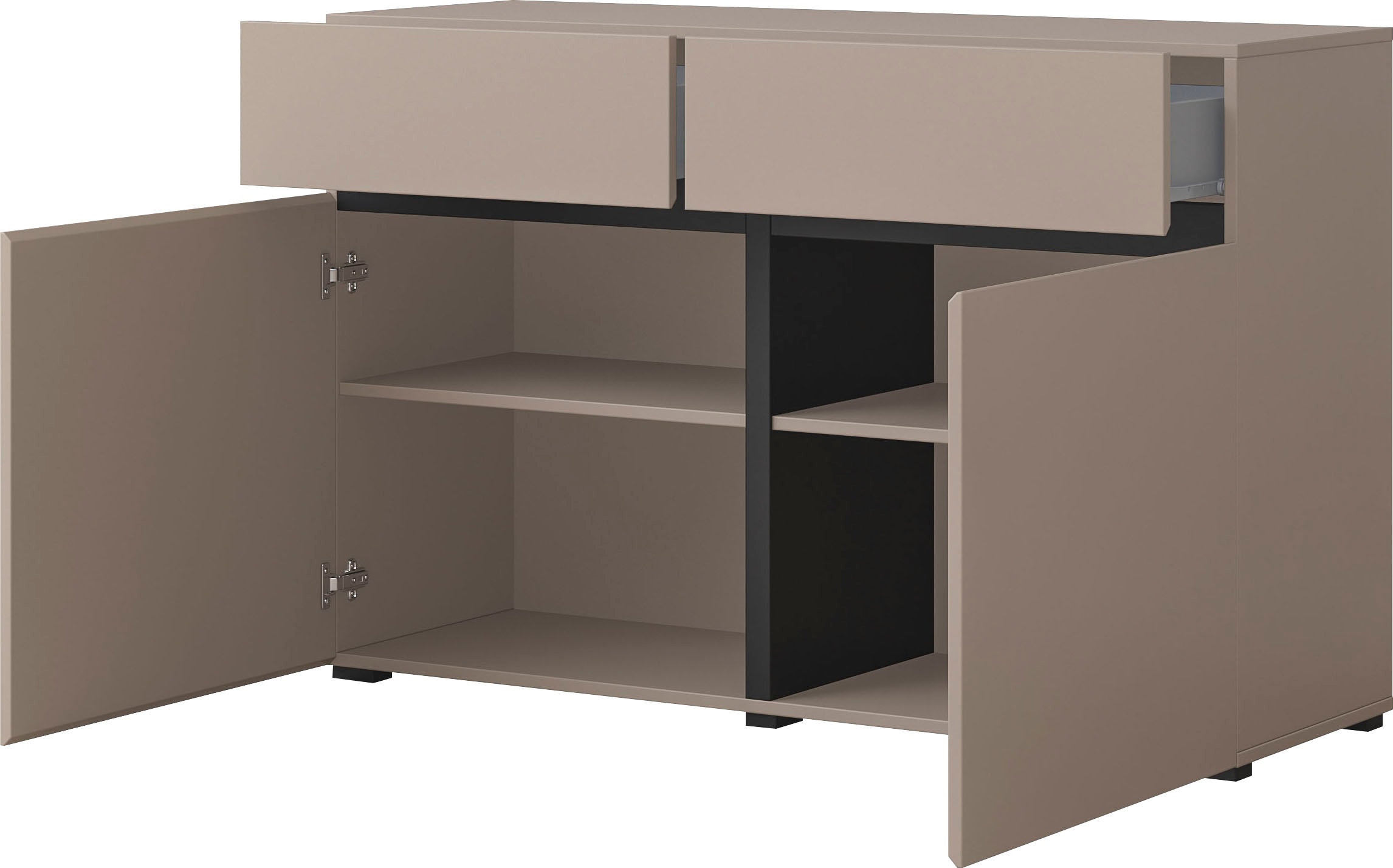 INOSIGN Sideboard »Cross,Breite 119,5 cm, moderne grifflose Kommode,2 Türen/2 Schubkästen«, Schubladenschrank,Anrichte mit viel Stauraum, Einlegeböden verstellbar