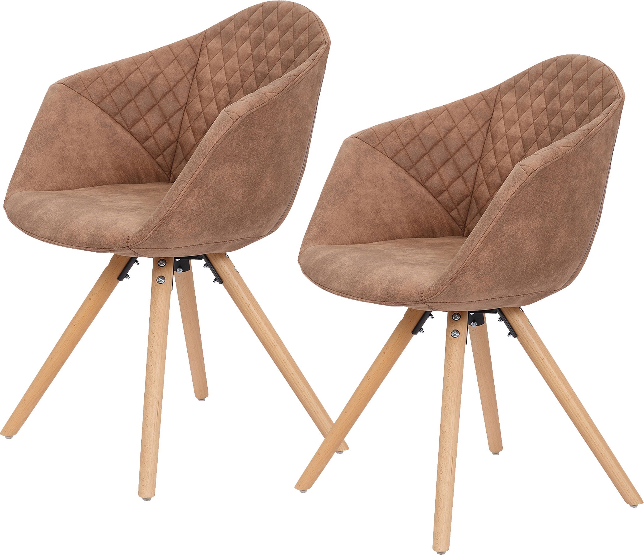 Kayoom Polsterstuhl »Stuhl Chadwick 110 2er-Set, stilvolles Design, in Naturfarben gehalten«, (Set), 2 St., bequem, Holzbeine, weich gepolstert, stilvolles Design