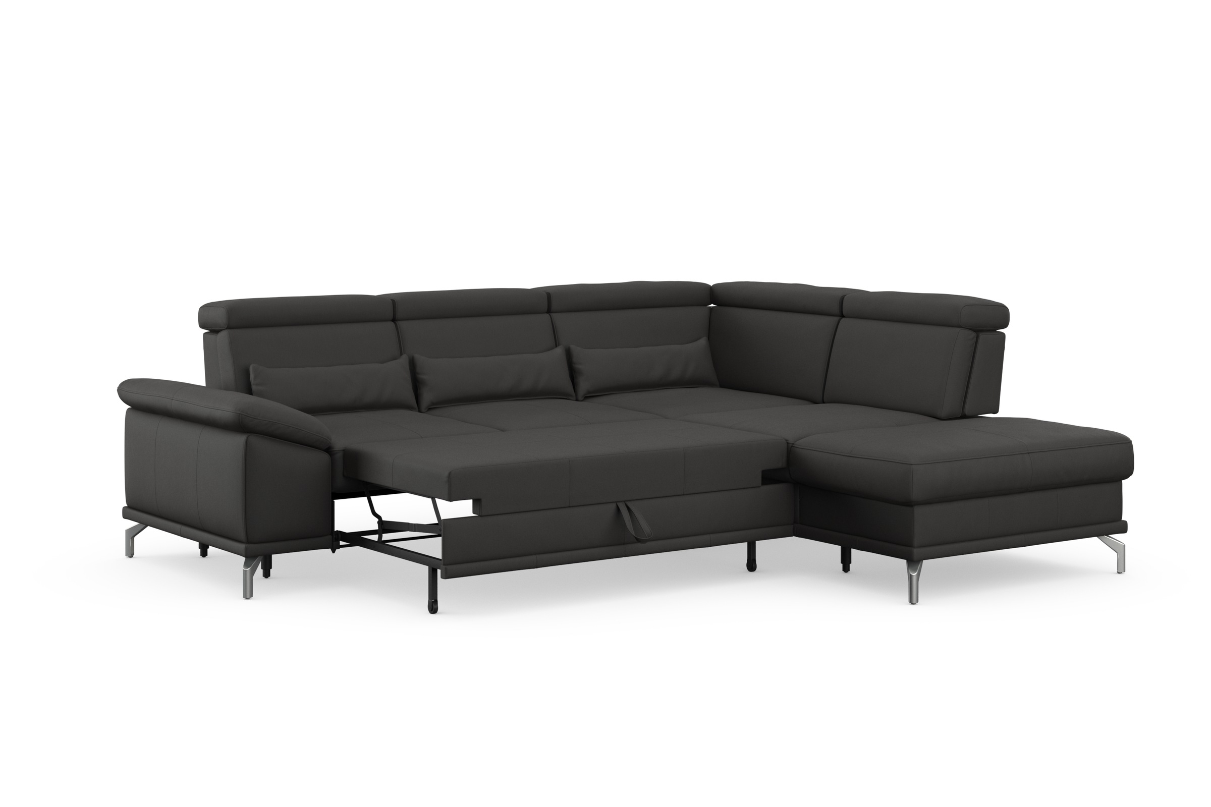 sit&more Ecksofa »Cabrio L-Form, mit Sitztiefenverstellung, Arm- und Kopfteilverstellung«, 3 Nierenkissen, Federkern, optional Bettfunktion und Stauraum
