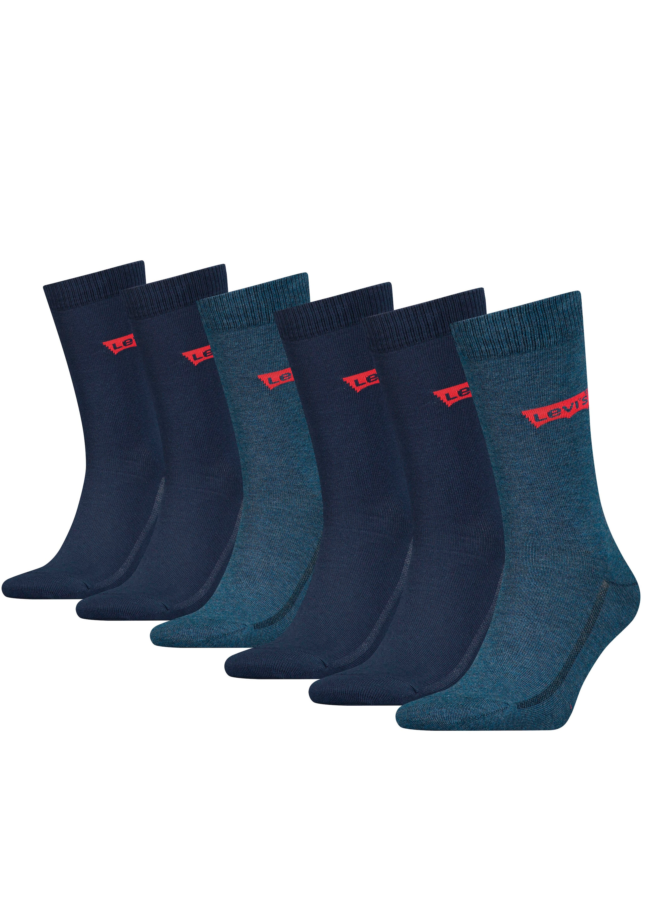 Levis Denim Socken "Levis Regular Cut Batwing Logo 6P Recycled Co Ecom" Packung, 6 Paar, 6 Stk. Tlg. Mit Breitem Logobund