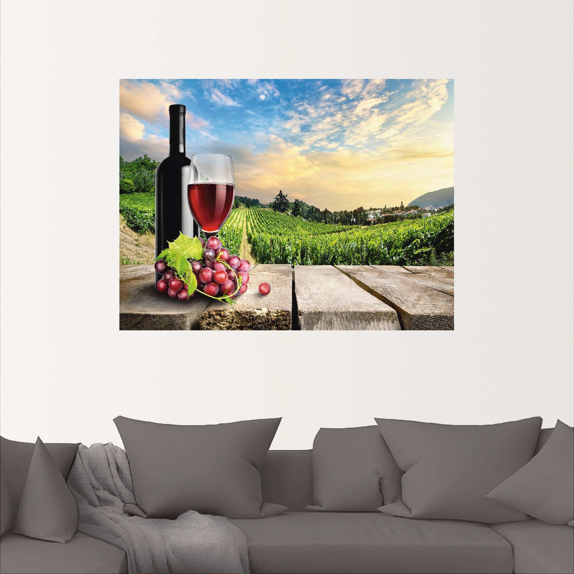 Artland Wandbild »Wein vor Weinbergen«, Berge, (1 St.), als Alubild, Outdoorbild, Poster, Wandaufkleber in verschied. Grössen