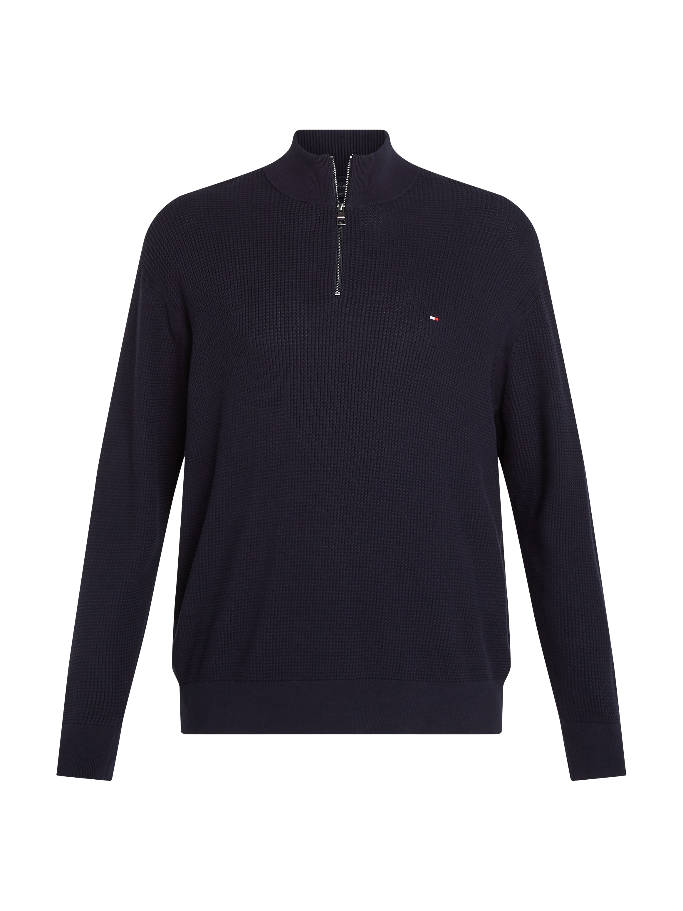 Tommy Hilfiger Big & Tall Stehkragenpullover »BT-STRUCTURE ZIP MOCK-B«, in Grossen Grössen, mit Logostickerei in Brusthöhe