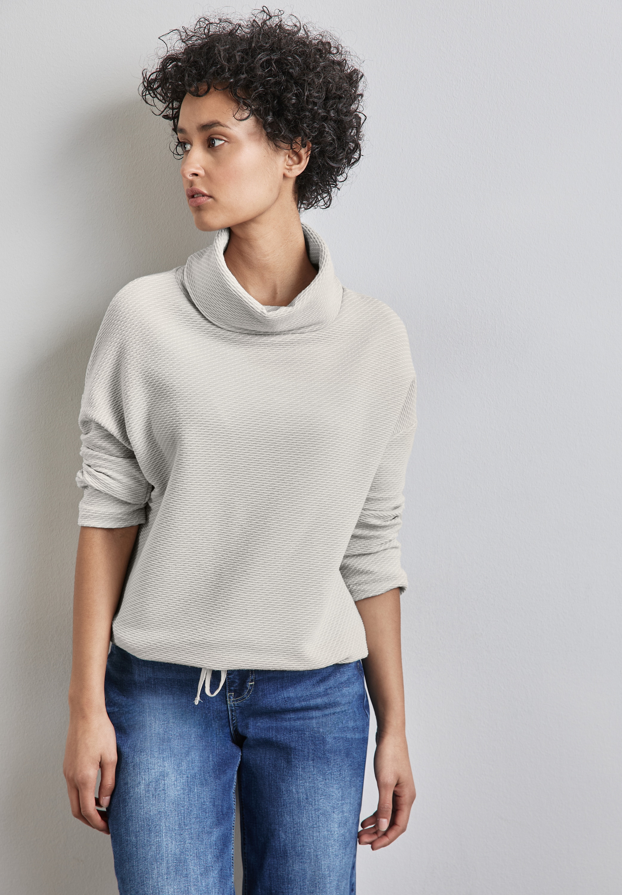STREET ONE 3/4-Arm-Shirt, in Struktur-Optik und mit Schalkragen