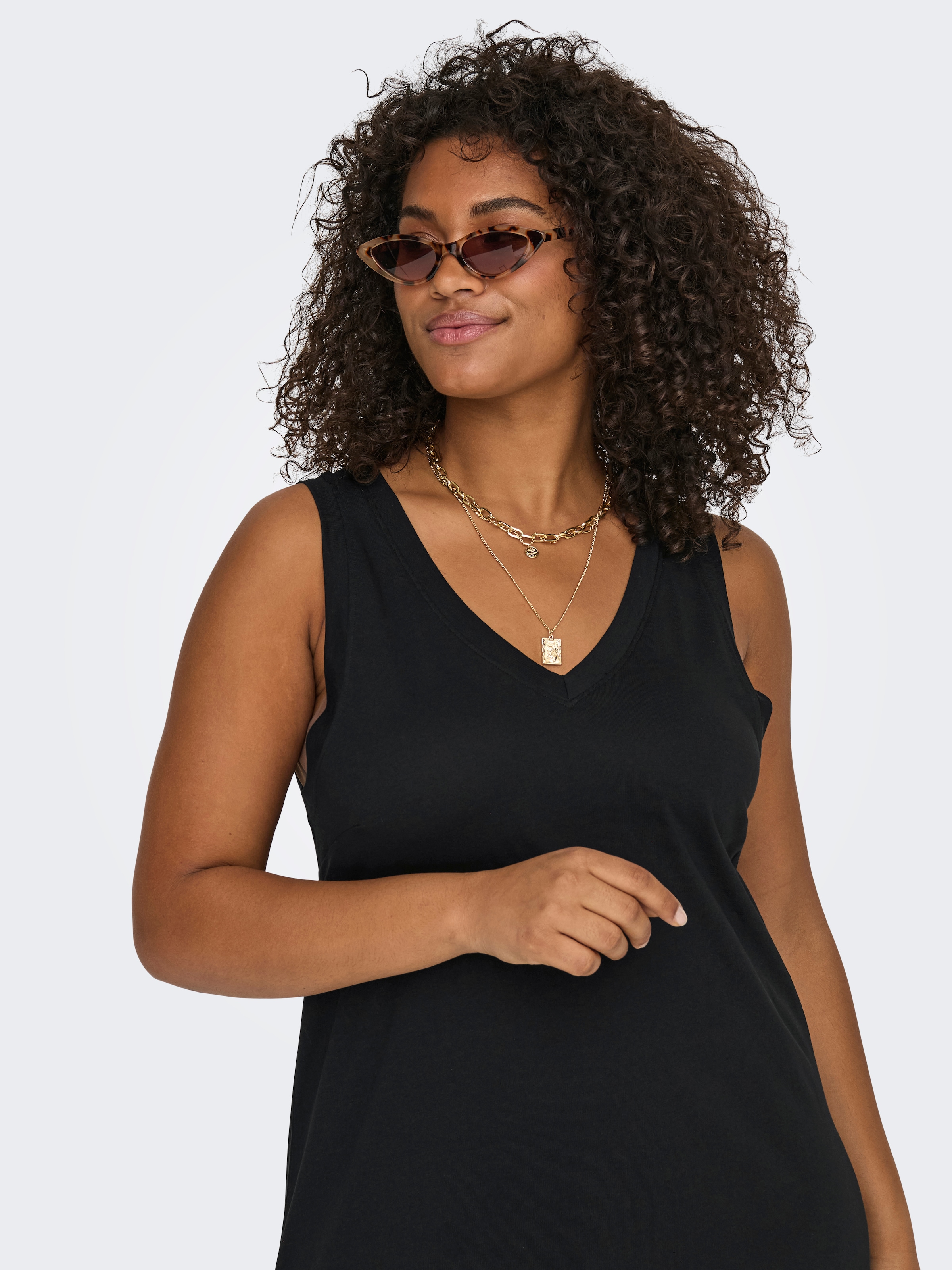 ONLY CARMAKOMA Shirtkleid »CARMAY LIFE S/L CALF V-NECK DRESS JRS«