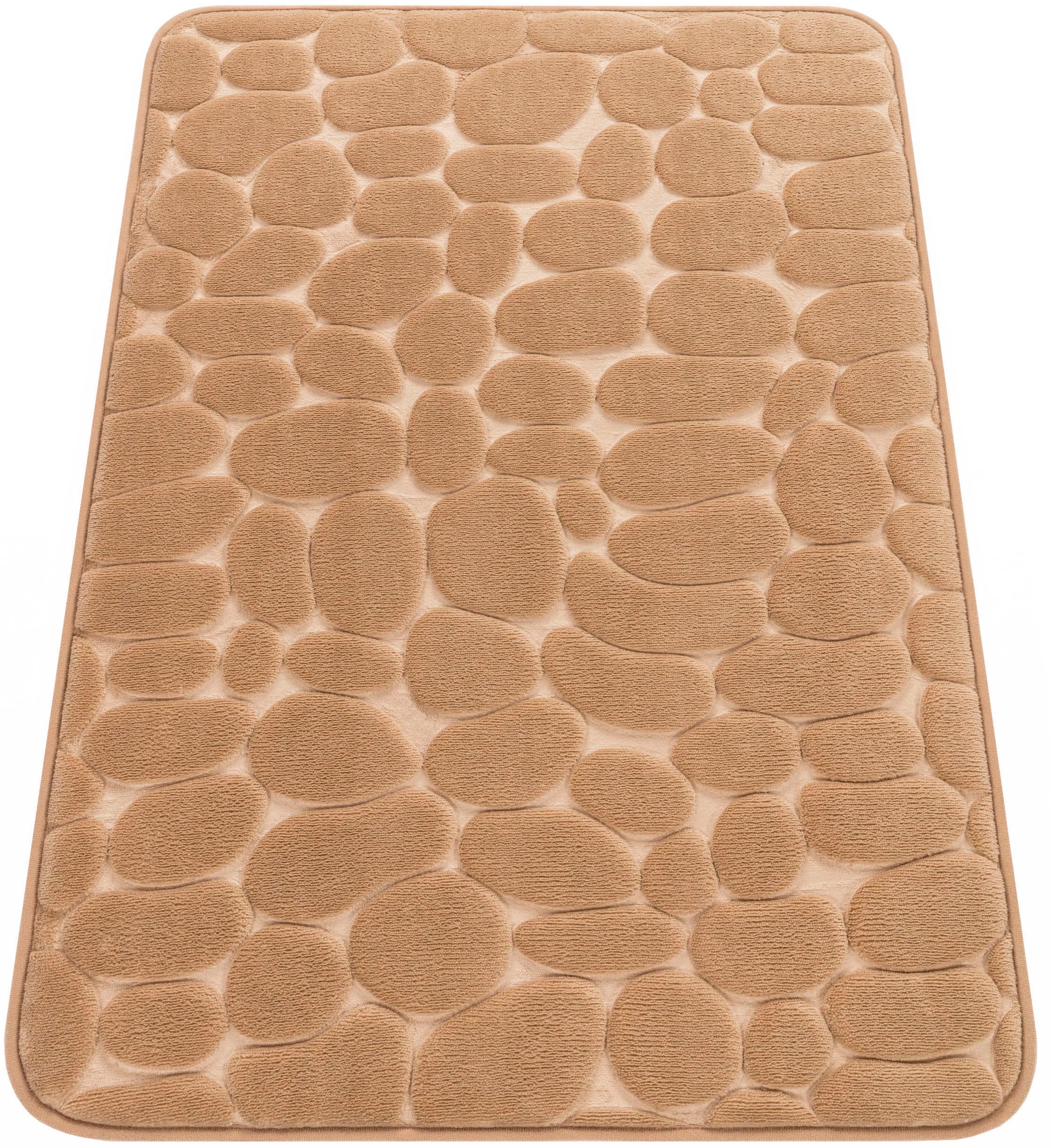 Paco Home Badematte »Corby 256«, Höhe 13 mm, fussbodenheizungsgeeignet, Badteppich, Uni Farben, Motiv Steine, Hoch-Tief Effekt