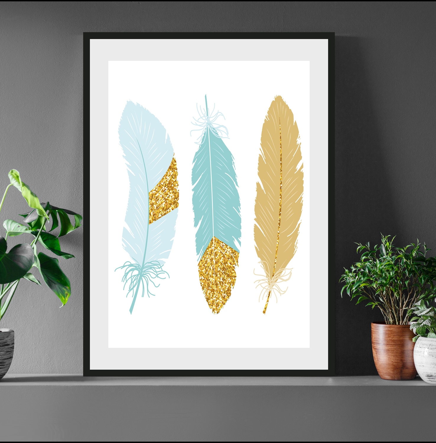 queence Bild "Nele" Federn  Kunst