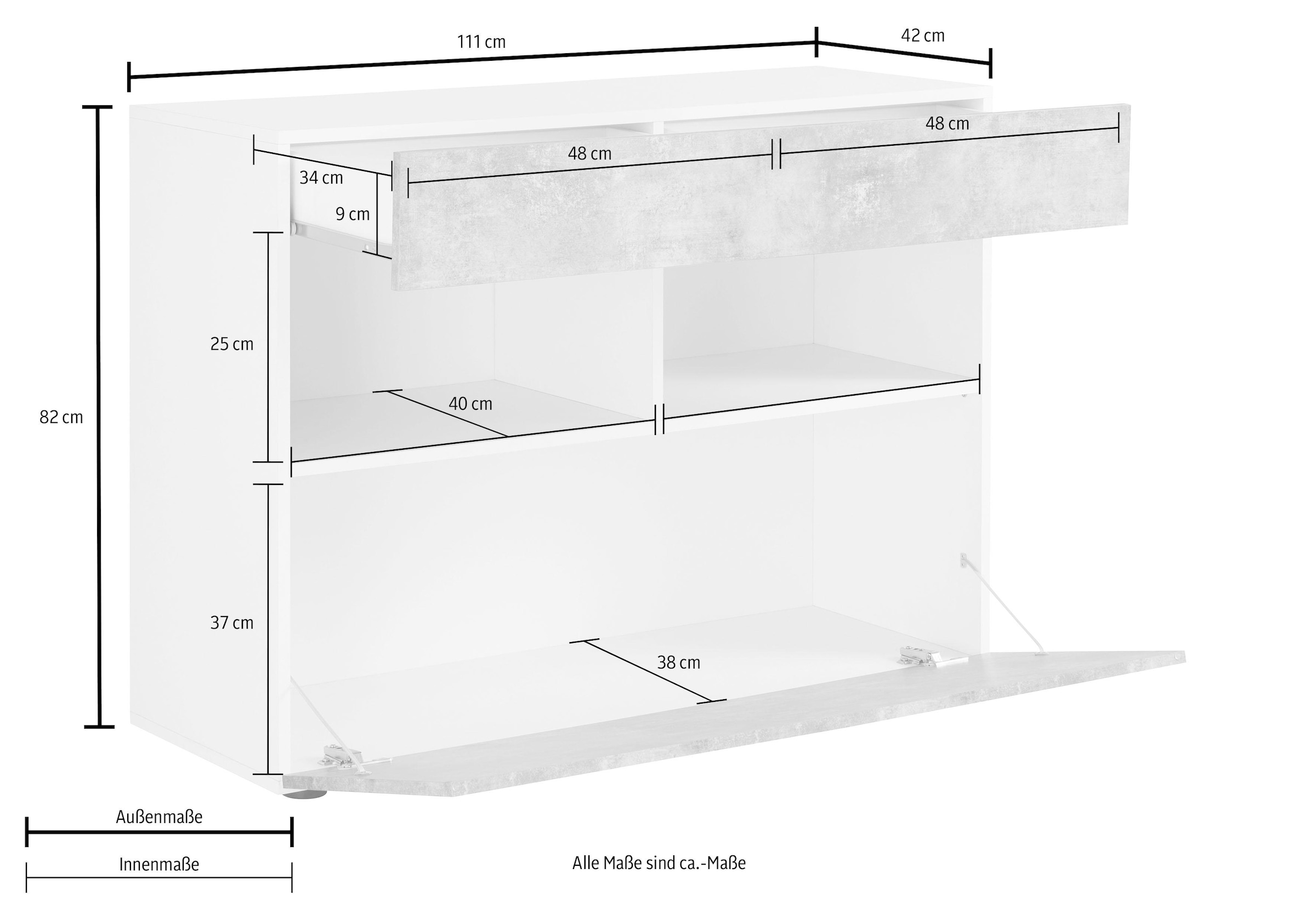 INOSIGN Sideboard »Sorano«, Breite 111 cm