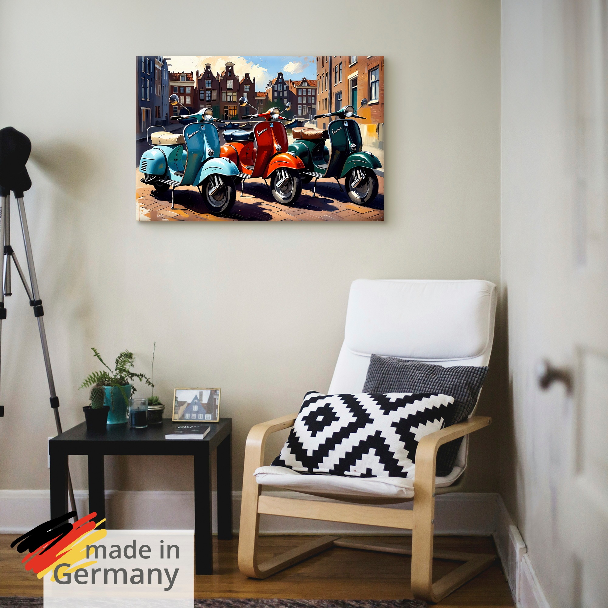 Artland Wandbild "Mit dem Motorroller nach Amsterdam" 1 Stk. tlg. als Alubild, Leinwandbild, Poster, Wandaufkleber in verschied. Größen