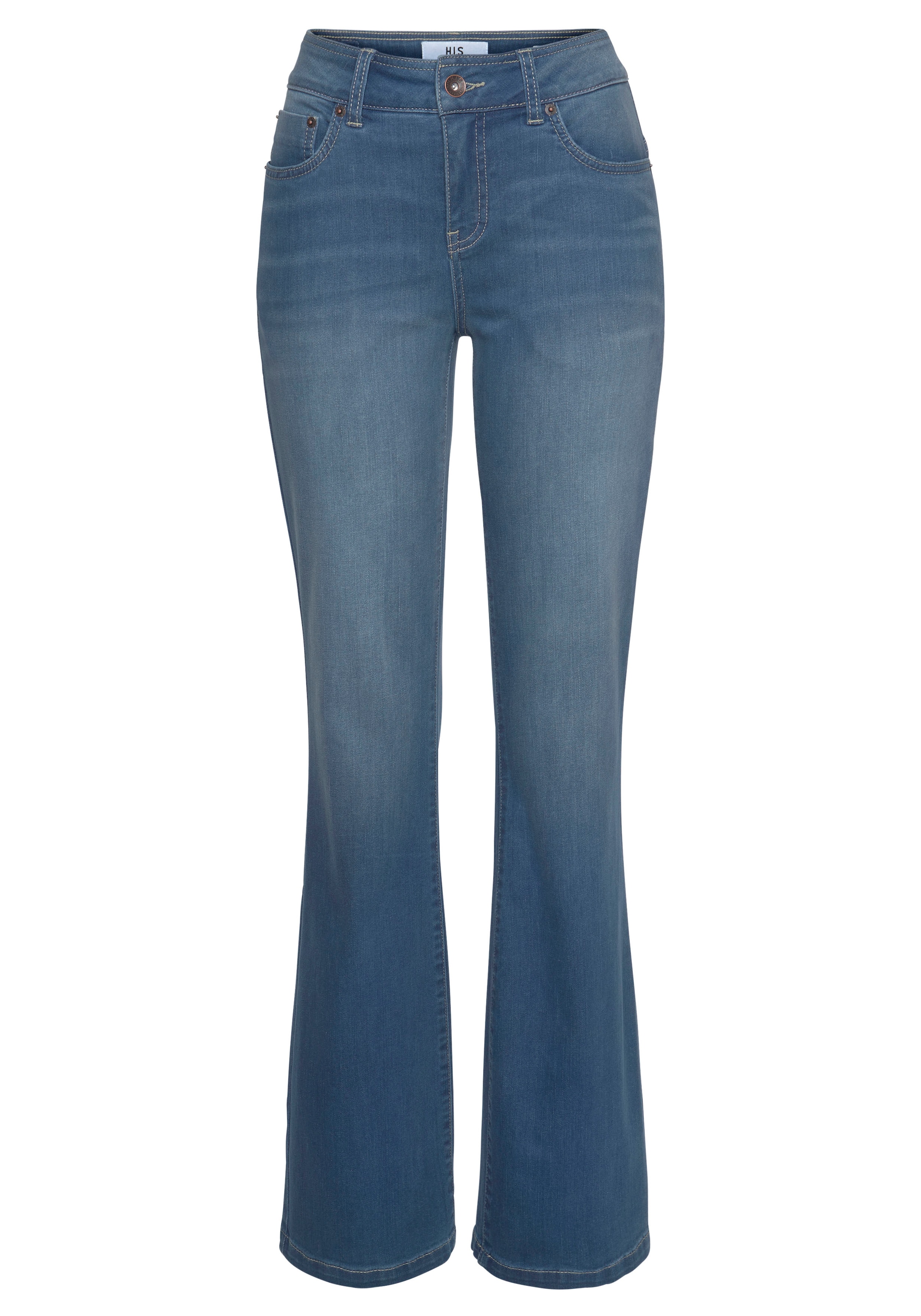 H.I.S Bootcut-Jeans »High-Waist«, hohe Taille, Bootcut, mit Used-Effekten, auch in Langgrössen