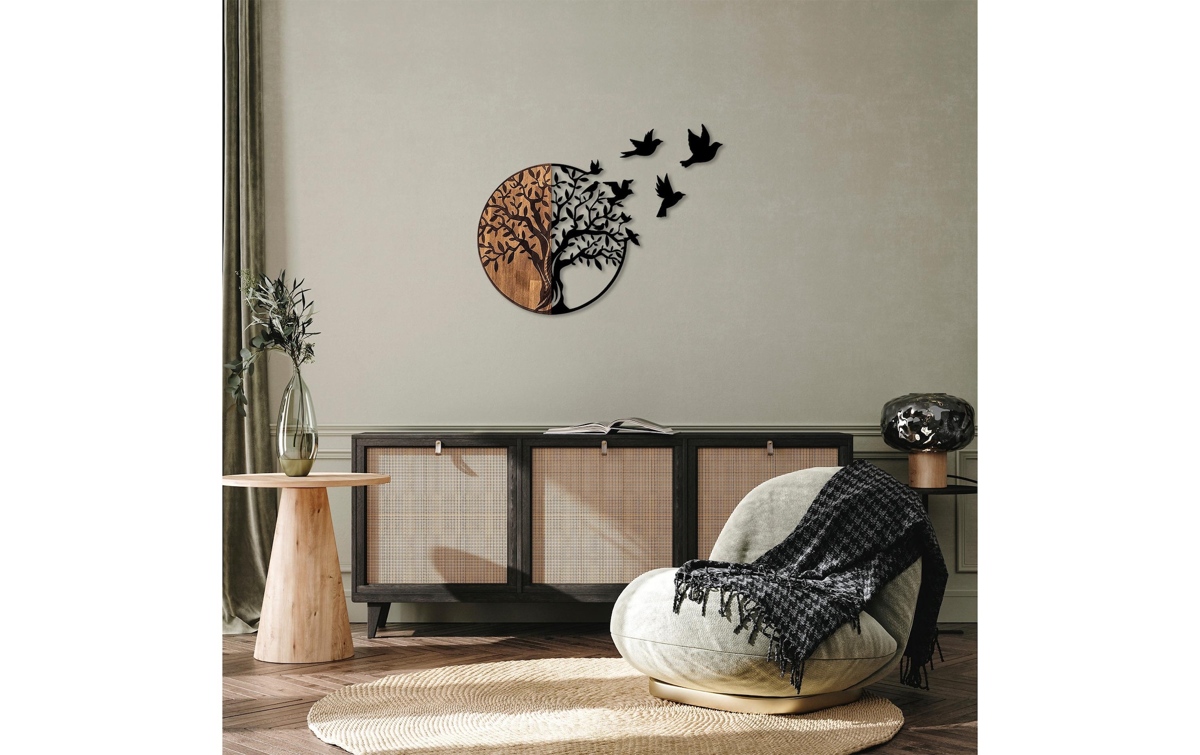 Wanddekoobjekt »Wallxpert Birds Tree 92 x 71 cm«