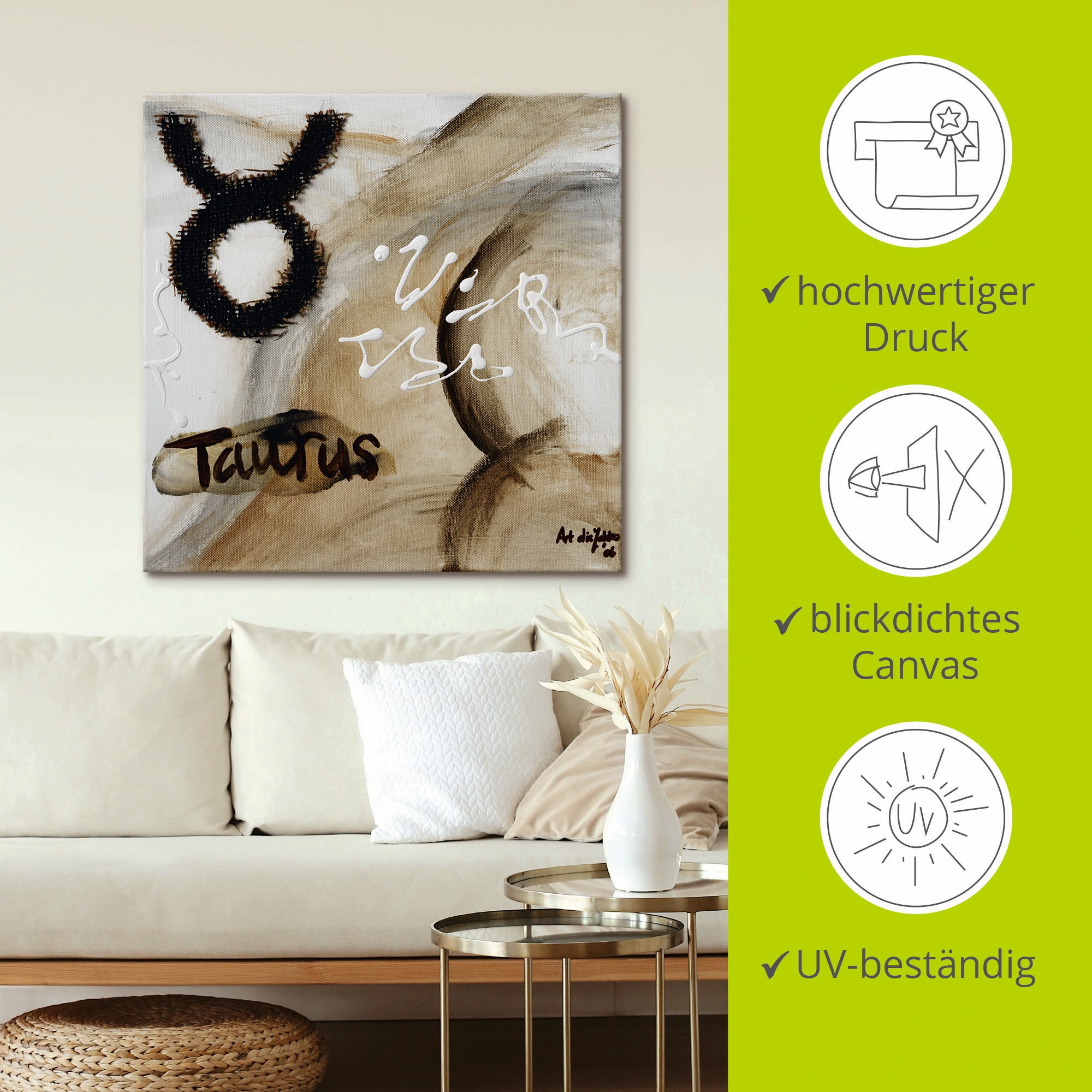 Artland Wandbild »Stier«, Sternzeichen, (1 St.), als Leinwandbild, Poster in verschied. Grössen