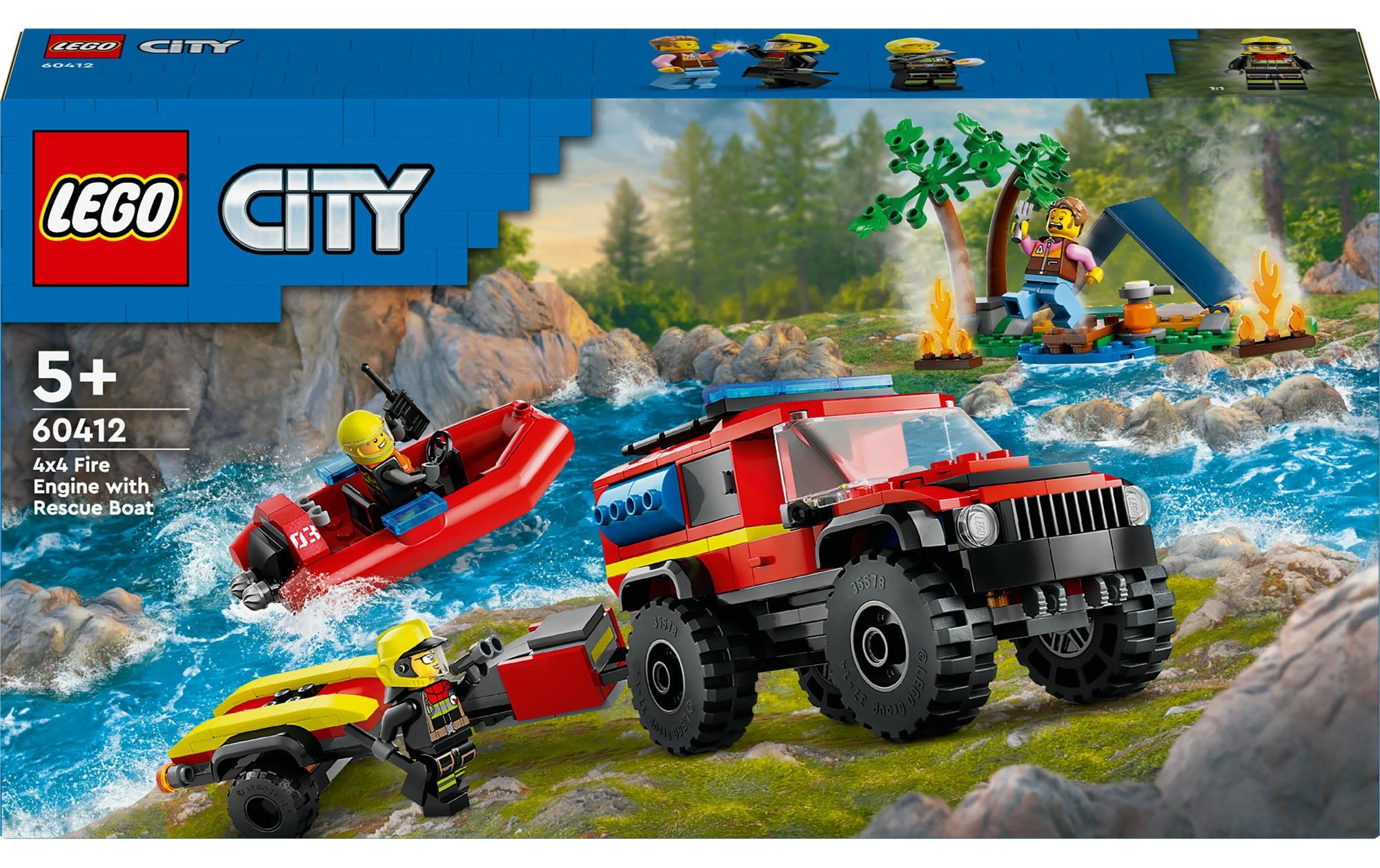 LEGO® Spielbausteine »Feuerwehrgeländewagen mit Rettungsboot 60412«, (301 St.)