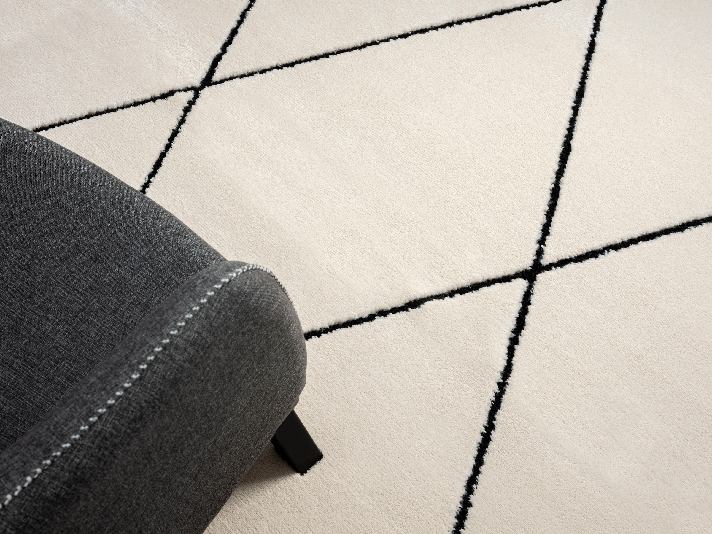 Myflair Möbel & Accessoires Hochflor-Teppich »Moroccan Pattern«, rechteckig, 24 mm Höhe, modern, marokkanisches Design, Rauten Muster, weich, mit Fransen