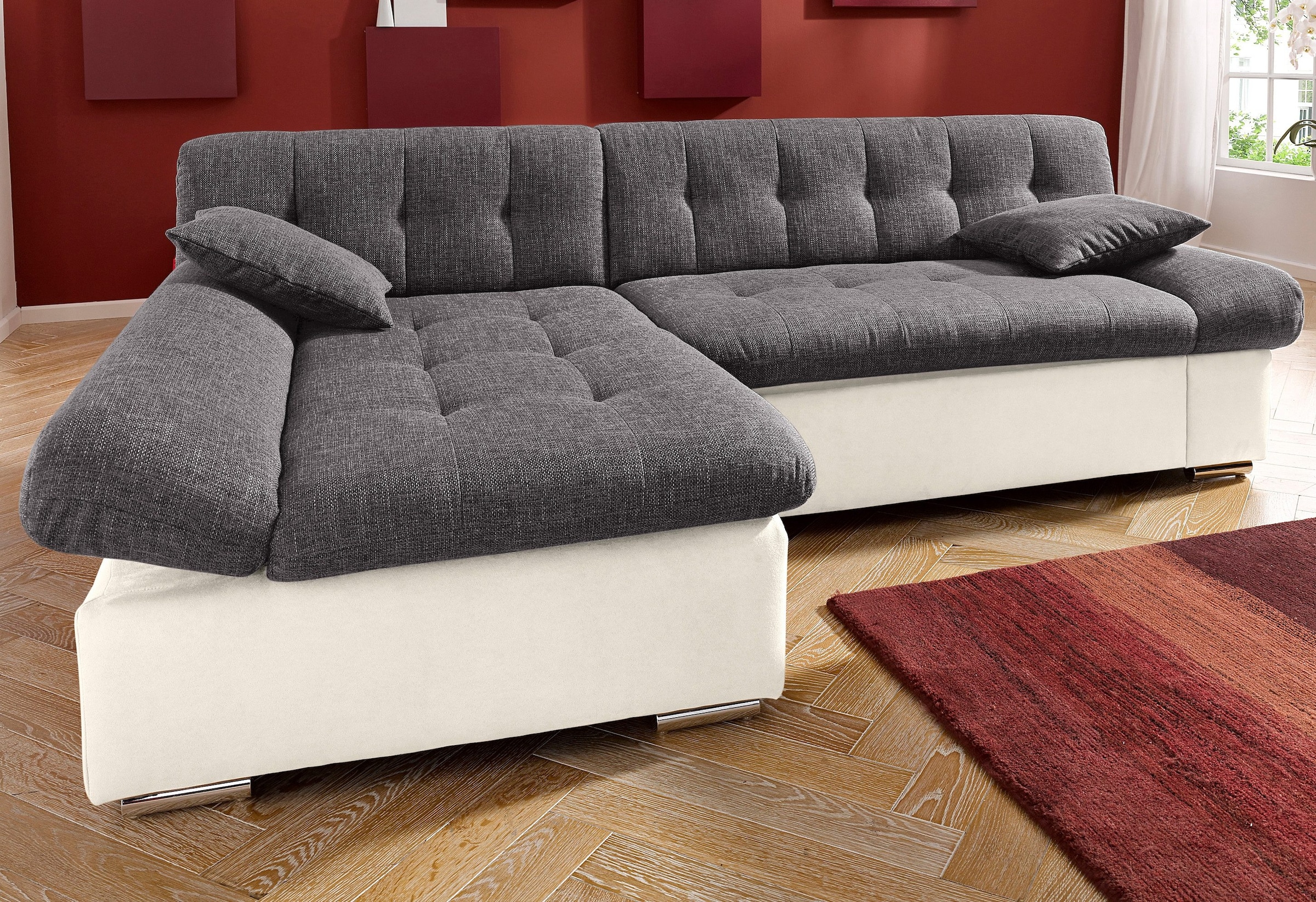 TRENDMANUFAKTUR Ecksofa »Reggae, modern und bequem, aktueller Materialmix, L-Form«, inkl. verstellbare Armlehne, wahlweise mit Bettfunktion