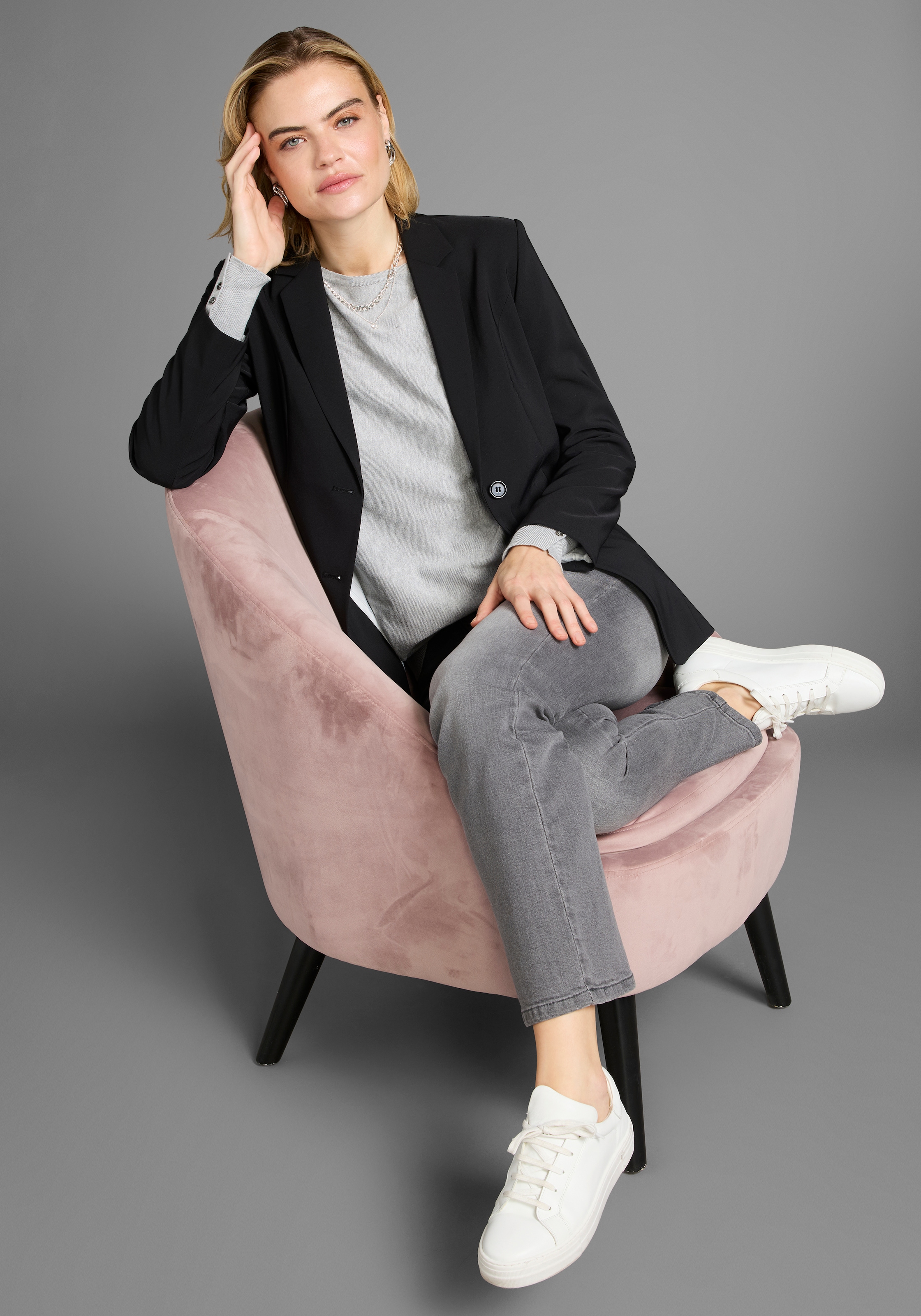 Laura Scott Fledermauspullover, mit Zierknopfleiste