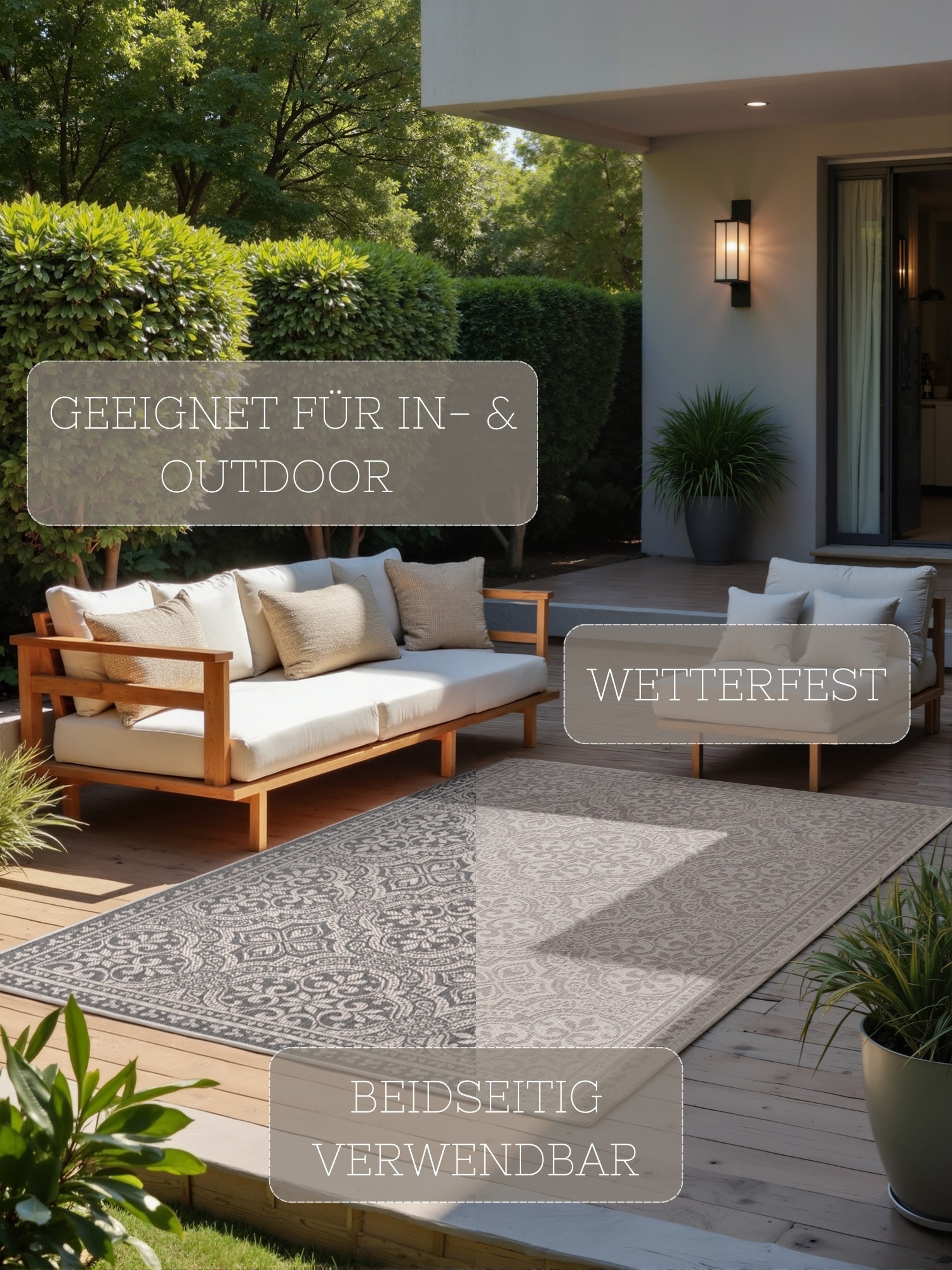 HANSE Home Outdoorteppich »Rosel Wendeteppich«, rechteckig, 5 mm Höhe, In und Outdoor, Flachgewebe, wetterfest, pflegeleicht, robust