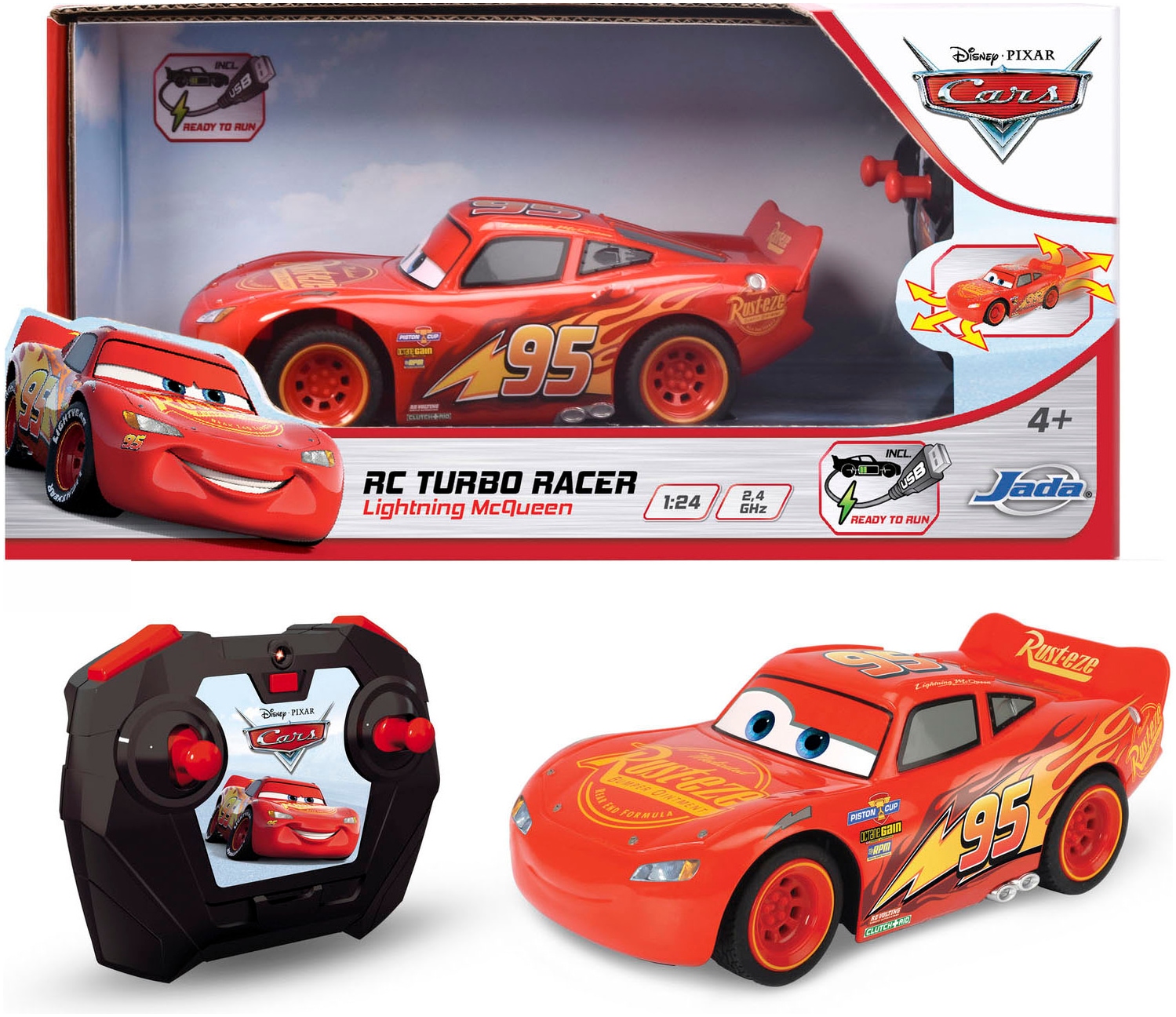 Dickie Toys RC-Auto "RC Cars 3 Lightning McQueen Turbo Racer, 2,4GHz"