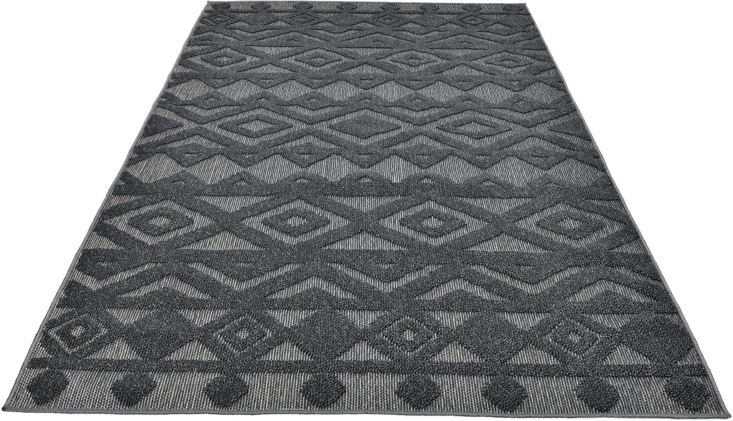 LeGer Home by Lena Gercke Teppich »Askja Outdoor«, rechteckig, 12 mm Höhe, Hoch-Tief Effekt, Teppich im Boho Stil, Outdoor geeignet, Camping