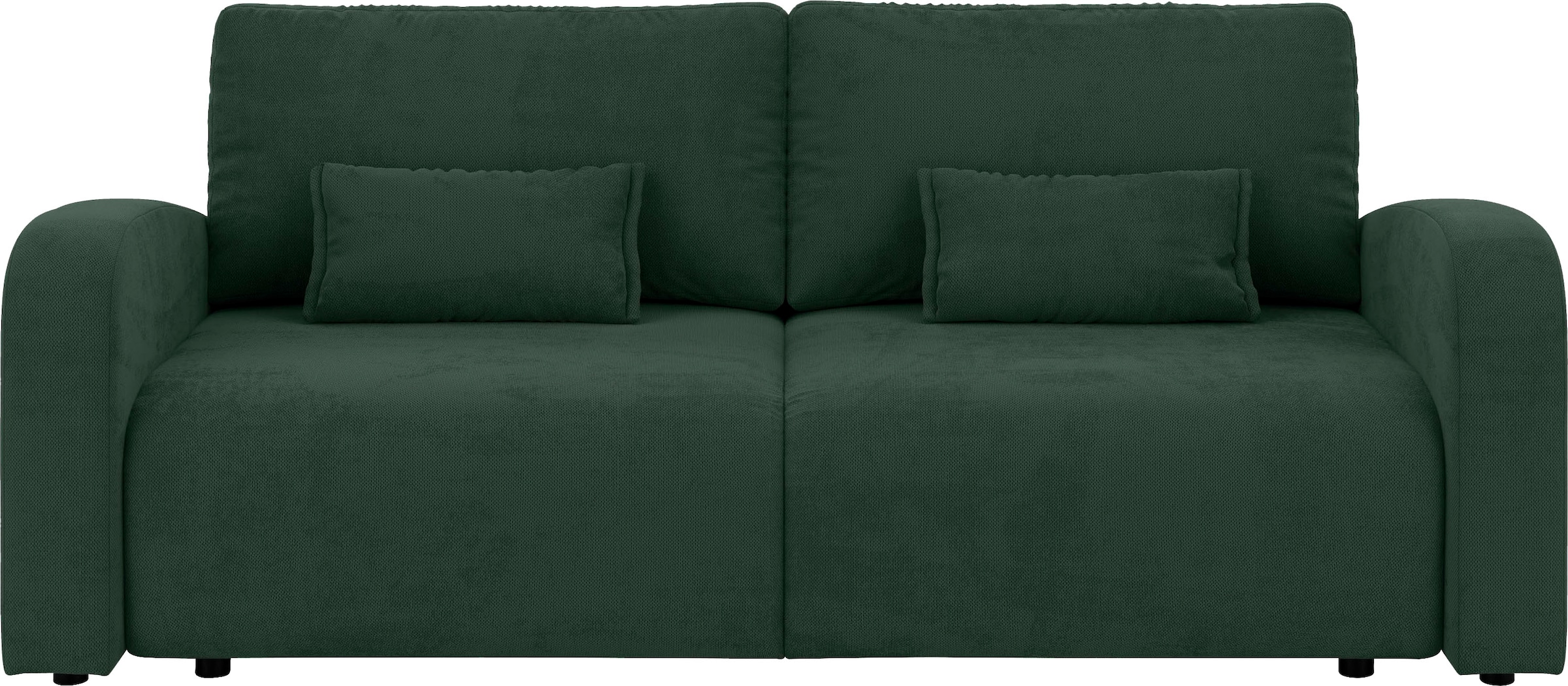 INOSIGN 3-Sitzer »JIGGS wahlweise Schlafsofa mit Bettkasten, Masse B/H/T: 228/96/110 cm«, Sofa mit Wellenunterfederung, enthält 2 Rückenkissen und 2 Zierkissen