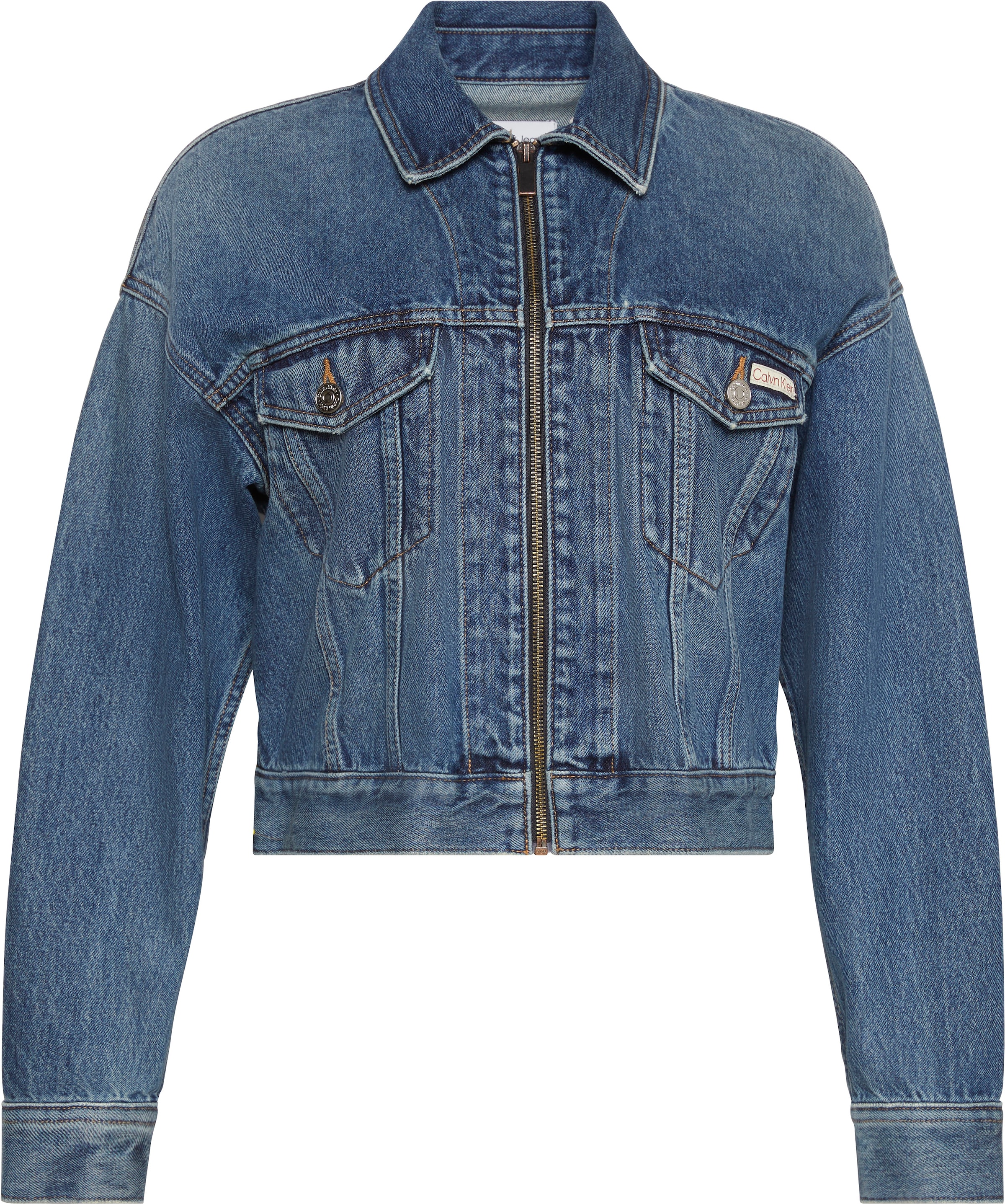 Calvin Klein Jeans Jeansjacke »DENIM CROPPED JACKET« ohne Kapuze Mit Rndhalsausschnitt, regular fit
