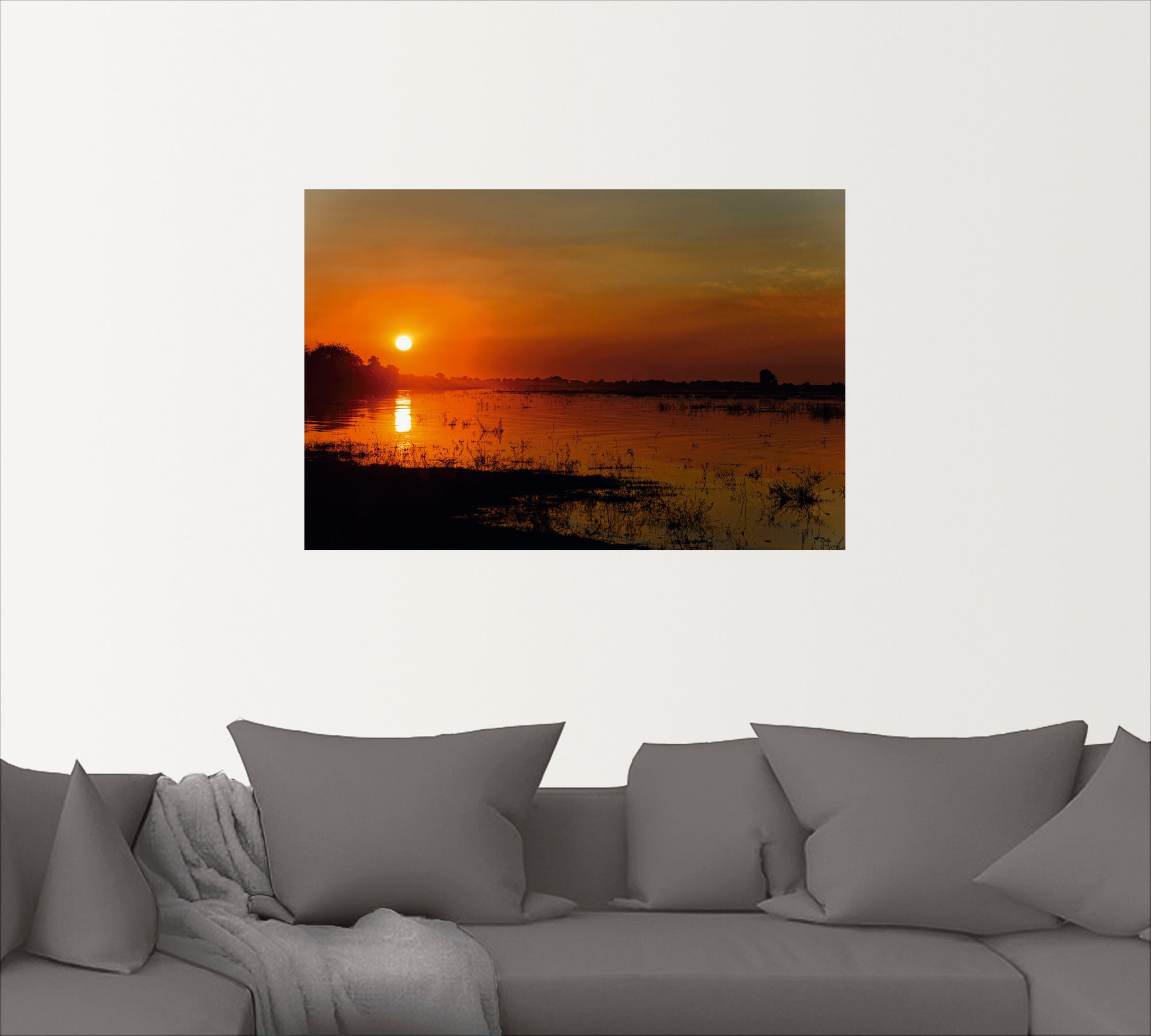 Artland Wandbild »Sonnenuntergang am Fluss Chobe«, Afrika, (1 St.), als Alubild, Leinwandbild, Wandaufkleber oder Poster in versch. Grössen