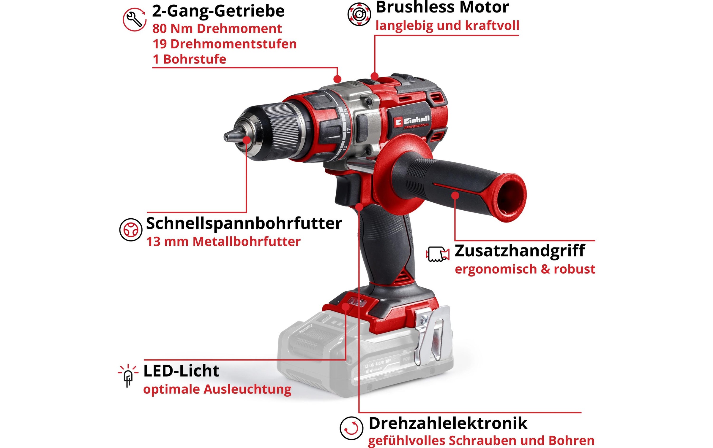 Einhell Akku-Bohrschrauber »TP-CD 18/80 Li BL-Solo«