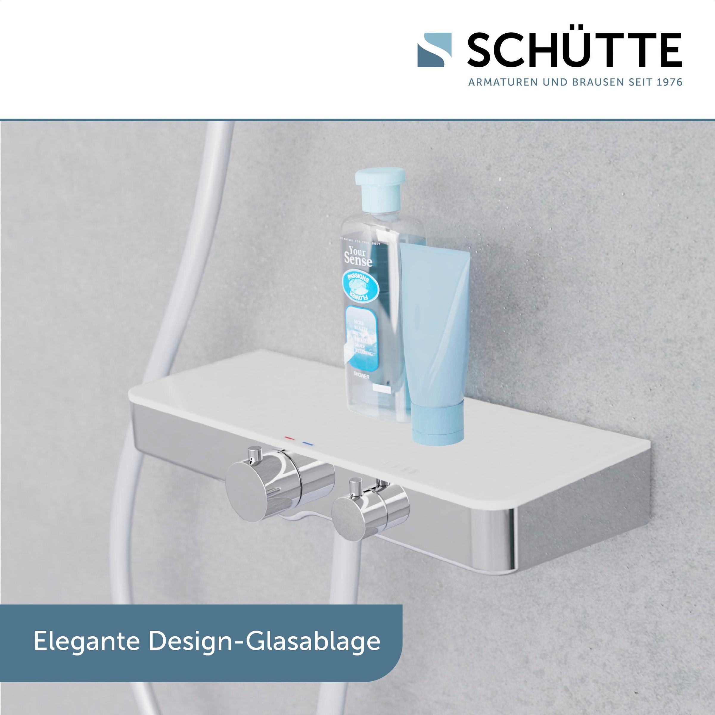 SCHÜTTE Thermostat Duscharmatur OCEAN mit Ablage Weiß