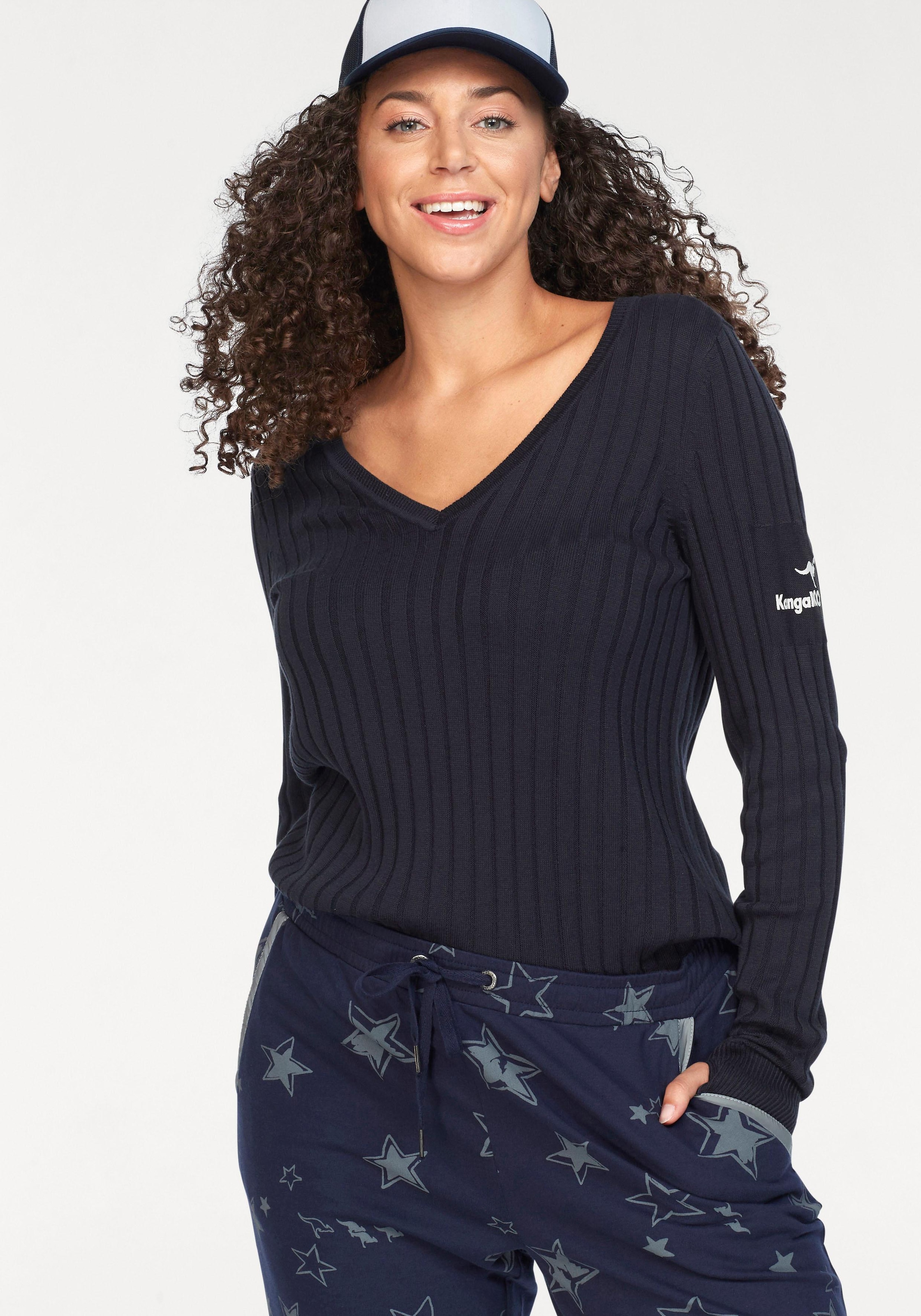 KangaROOS V-Ausschnitt-Pullover, in breit Jelmoli-Versand Schweiz Feinstrick bei shoppen online geripptem