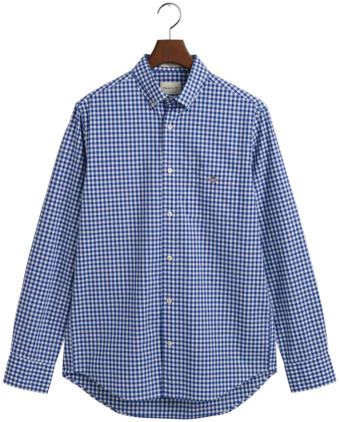 Gant Langarmhemd »REG POPLIN GINGHAM SHIRT«, mit Logostickerei auf der Brust