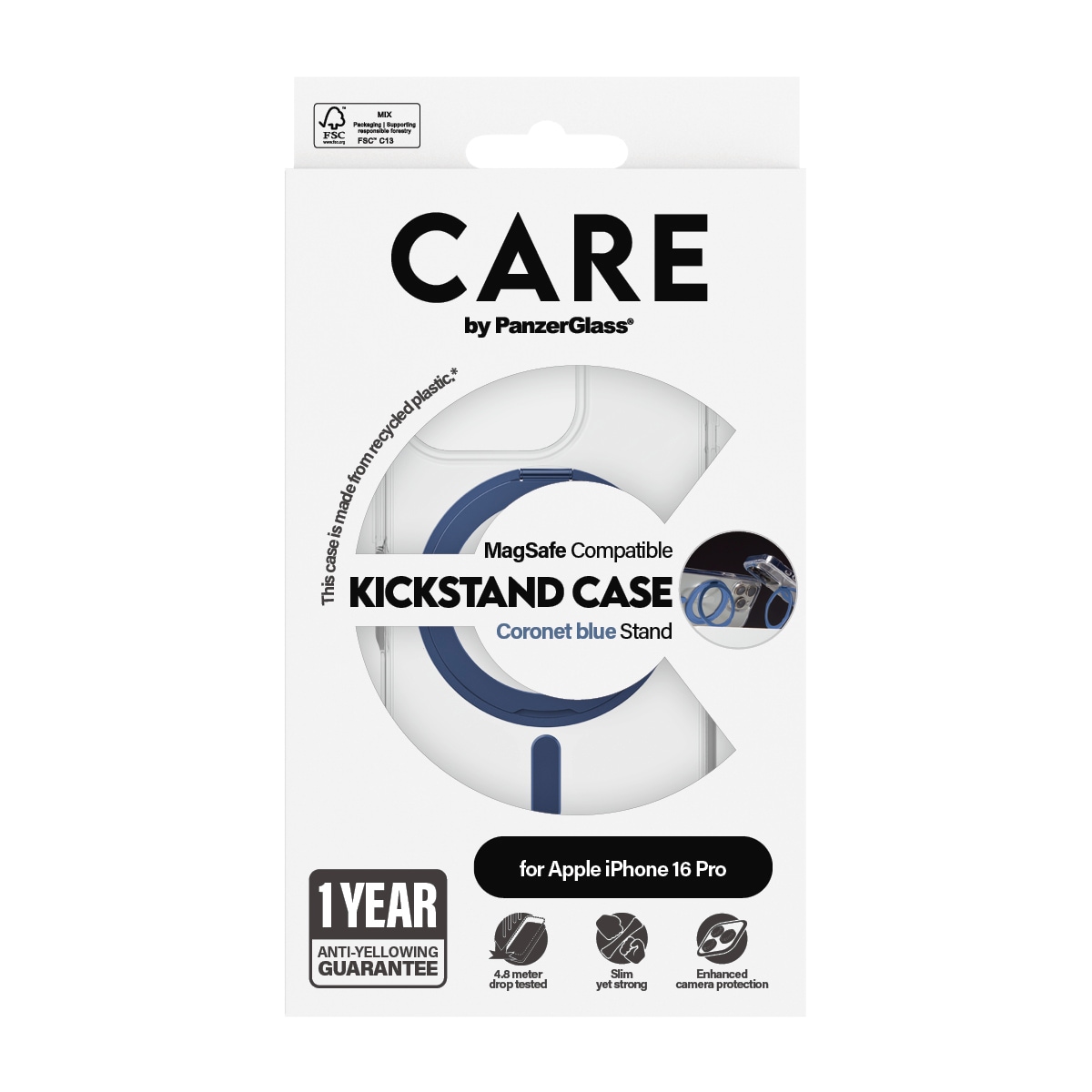 CARE by PanzerGlass Handyhülle »MagSafe Compatible Kickstand Case für iPhone 16 Pro«, iPhone 16 Pro, Backcover, Schutzhülle, Handyschutzhülle, Case, Schutzcase, stossfest