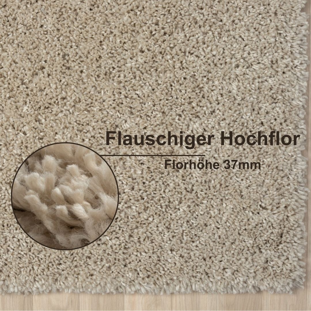 Myflair Möbel & Accessoires Hochflor-Teppich »My Shaggy«, rechteckig, 37 mm Höhe, Shaggy, Uni-Farben, leicht glänzend, Microfaser, extra flauschig
