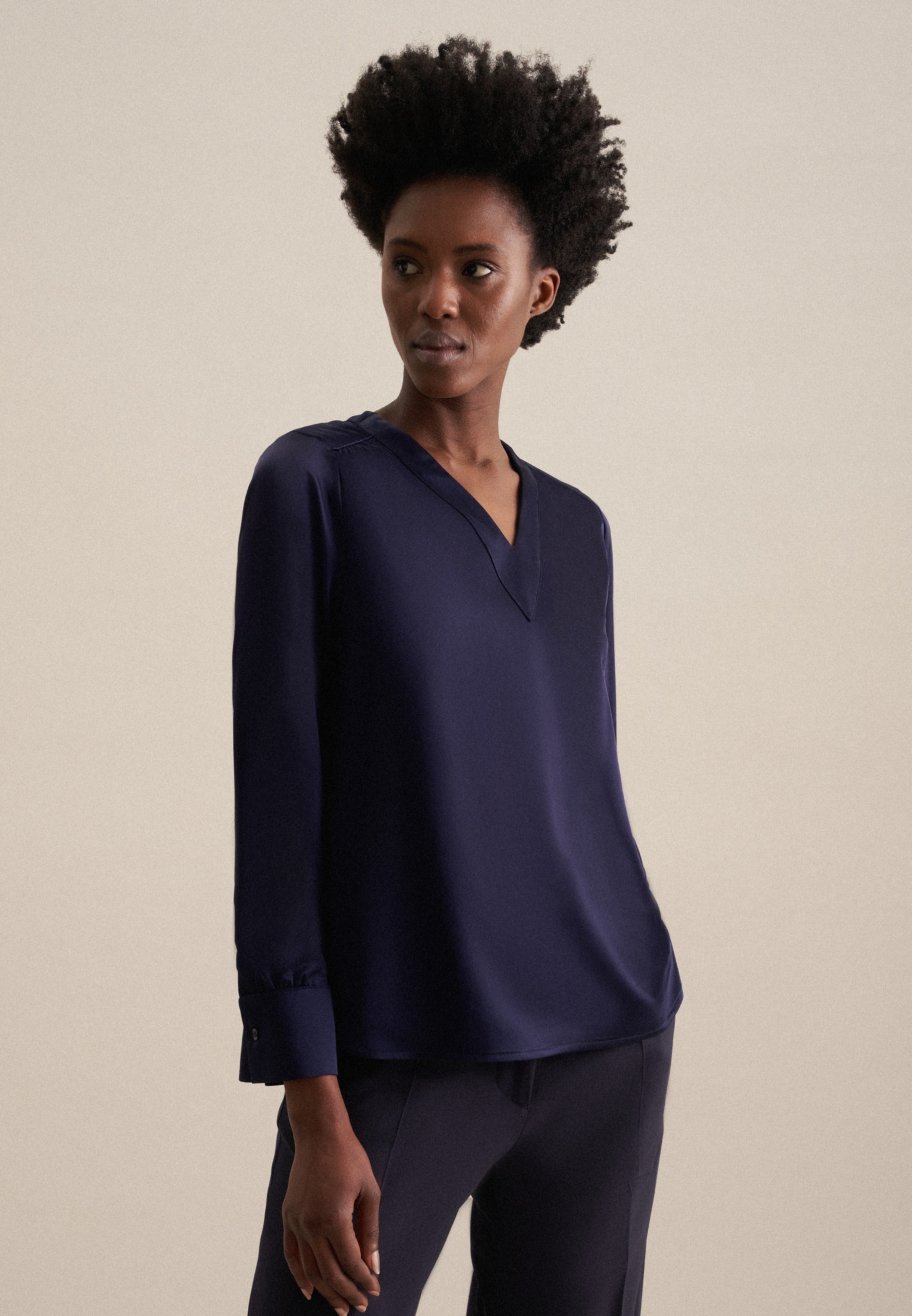 seidensticker Shirtbluse »Schwarze Rose« Langarm V-Neck Uni