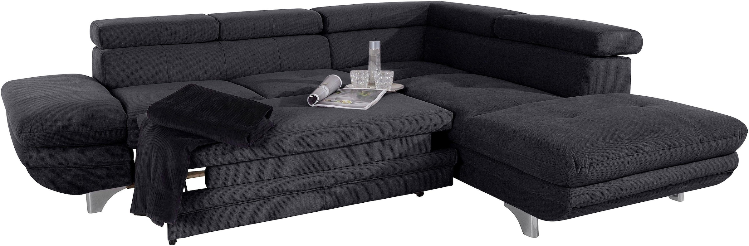 COTTA Polstergarnitur »Enterprise L-Form«, (Set), Set bestehend aus: Ecksofa mit Arm- & Kopfteilverstellung & Hocker