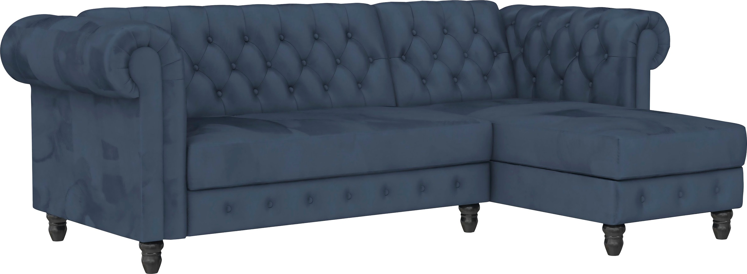 Dorel Home Ecksofa »Felix, L-Form, 241 cm (Liegefl.108x195 cm), Recamiere tauschbar,«, verstellb. Rückenlehne, Bett-Funktion, Velours, Kunstleder, Vintage