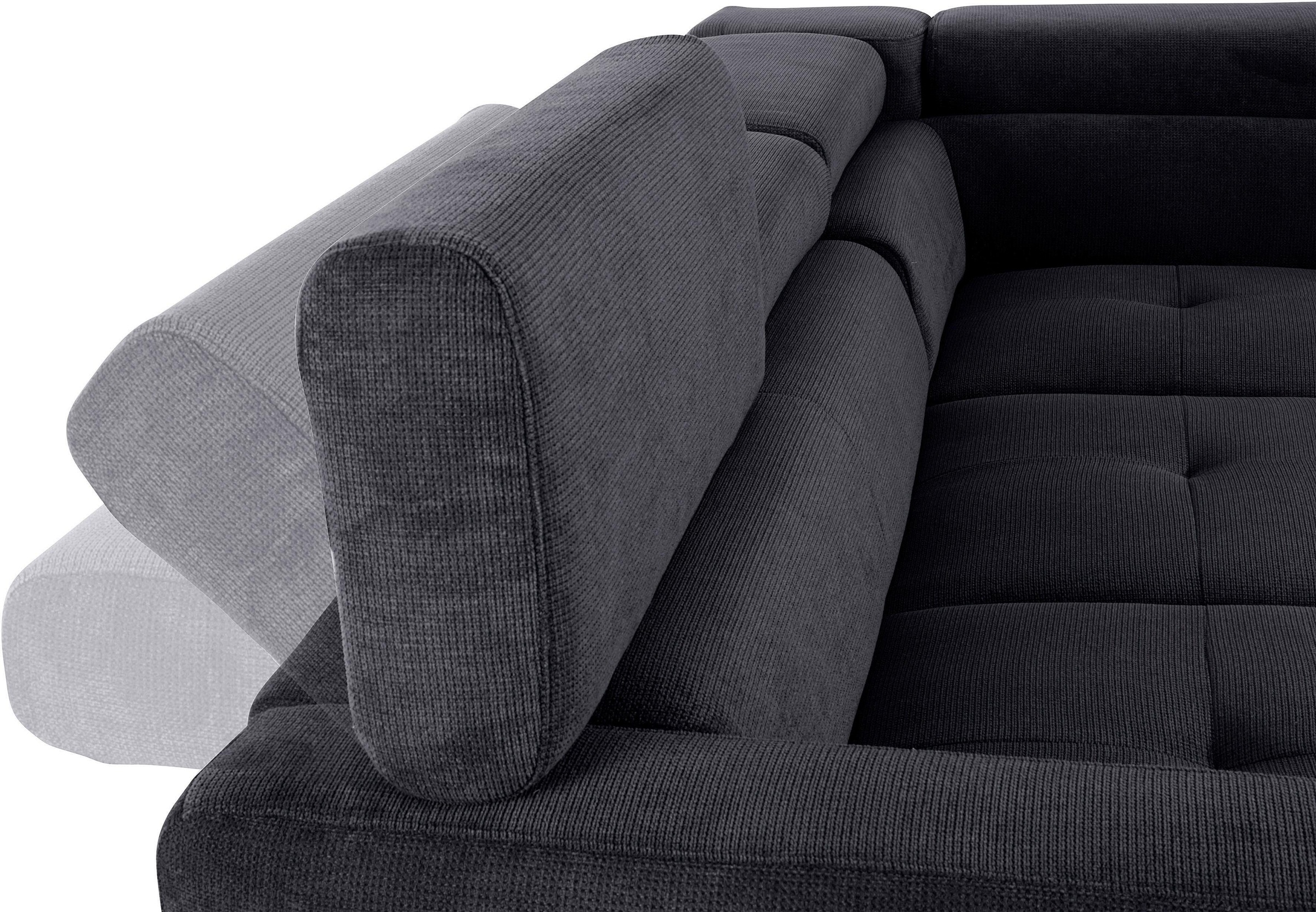 COTTA Polstergarnitur »Sammy L-Form«, (Set), Set bestehend aus: Ecksofa mit Kopfteilverstellung & Hocker