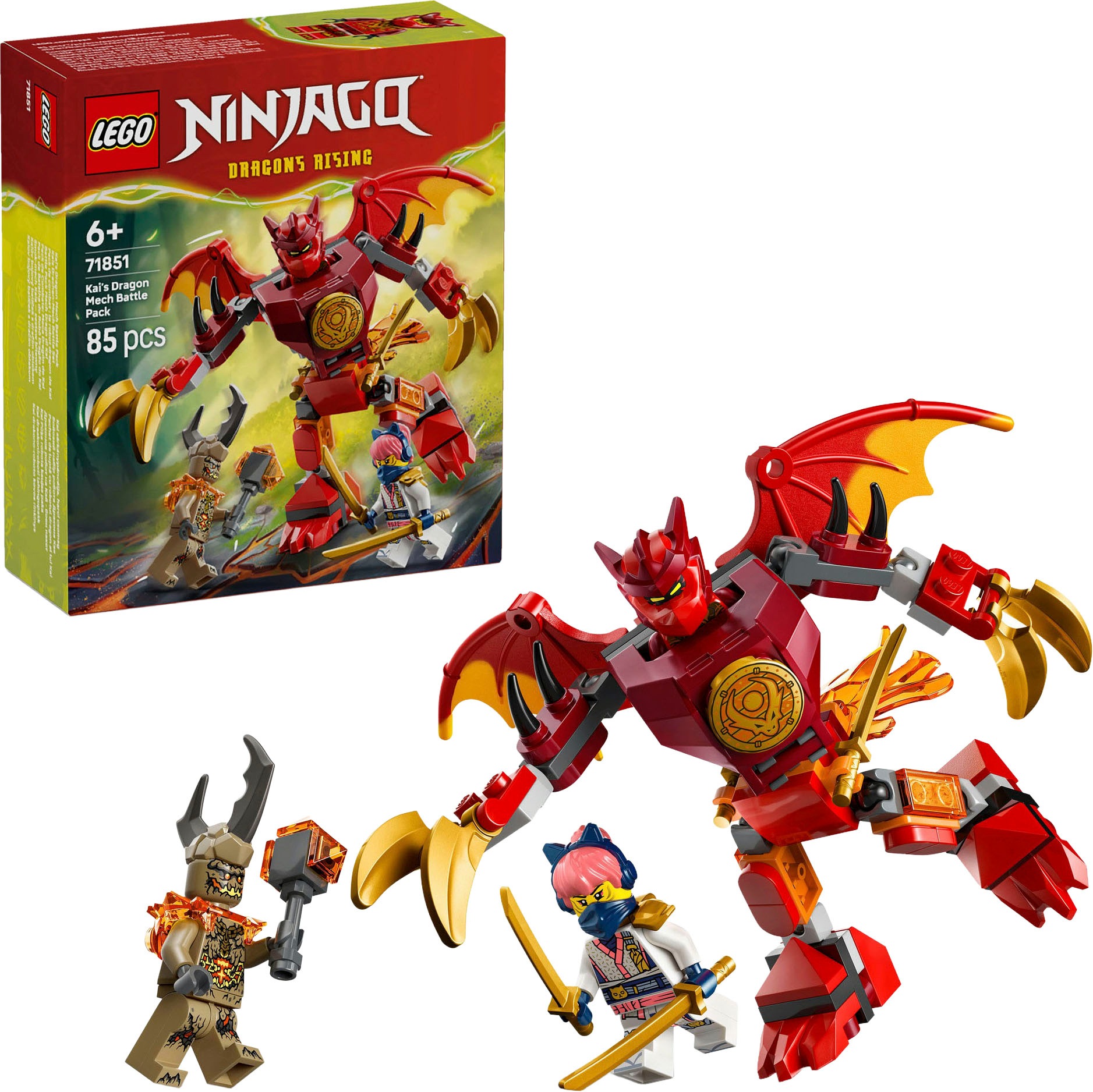 LEGO Konstruktionsspielsteine "Kais Drachen-Mech Battle Set (71851), LEGO Ninjago"